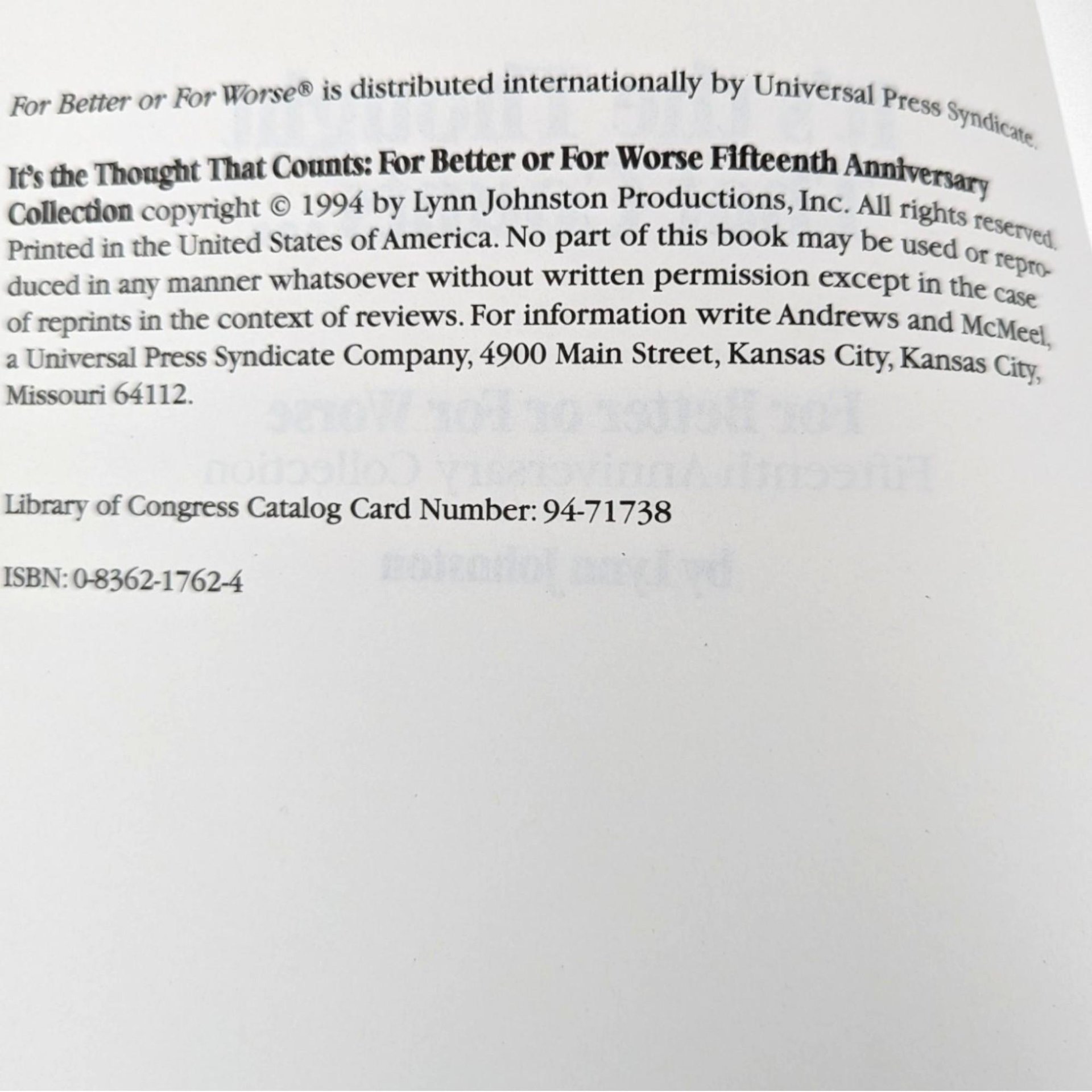 Vintage For Better or For Worse - It's the Thought That Counts 15th Anniversary Collection