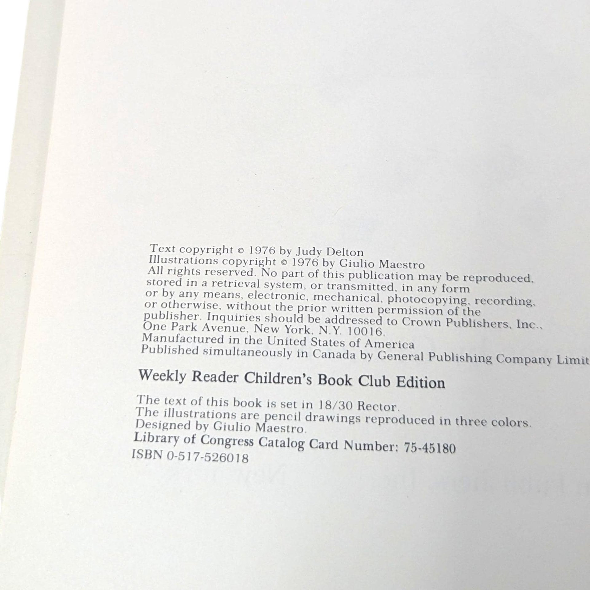 1976 "Two Is Company" by Judy Delton Hardcover Book