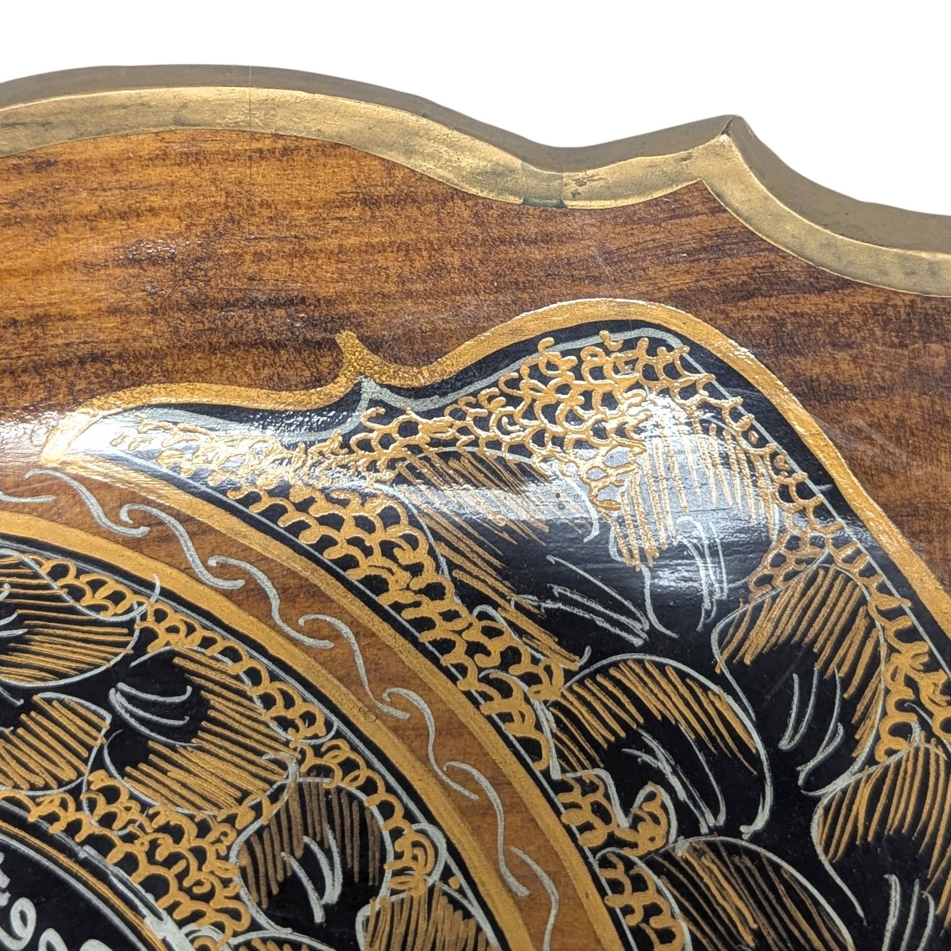 Vintage Handpainted Wooden Folk Art Serving Tray