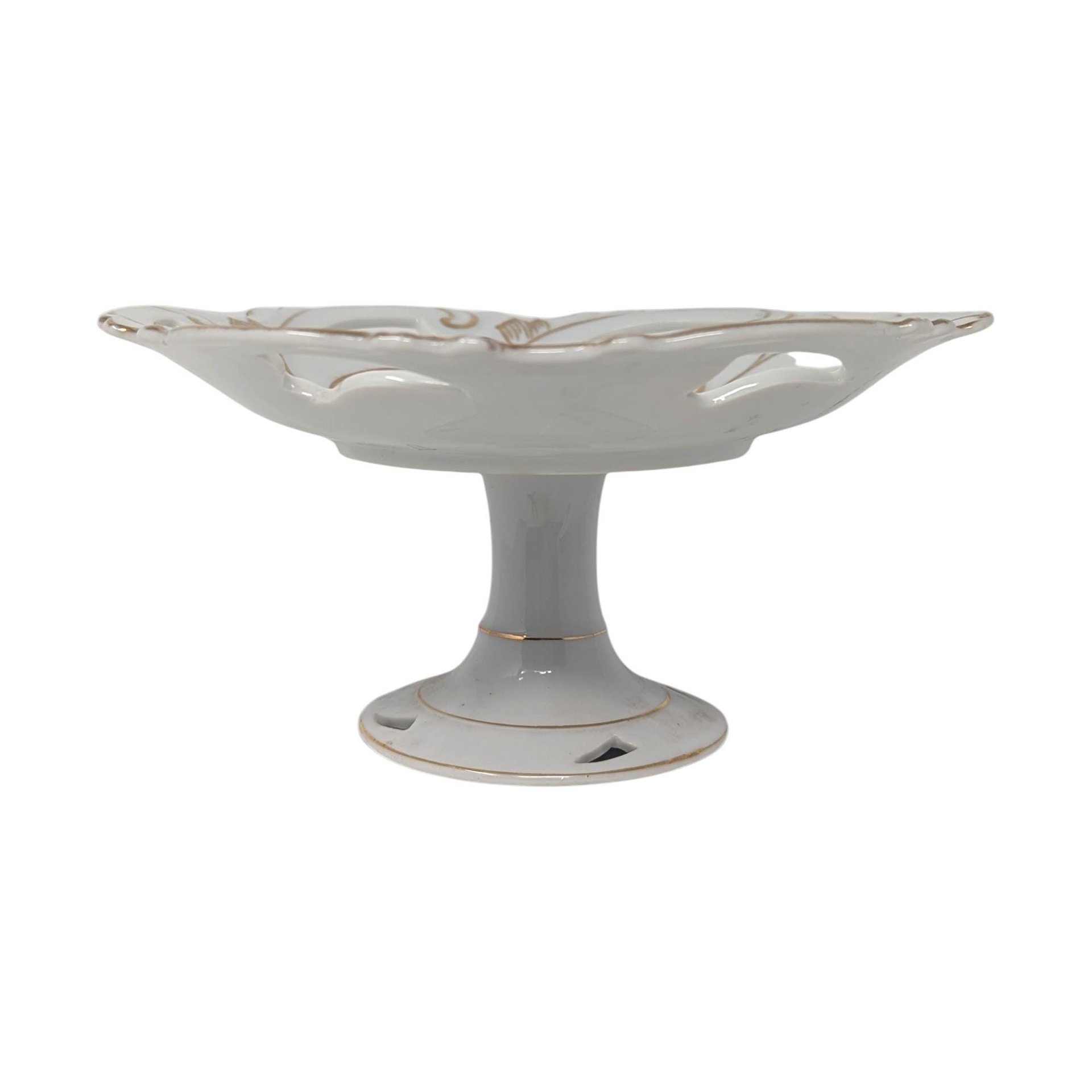 Vintage Reticulated Porcelain Fruit Pedestal Dish