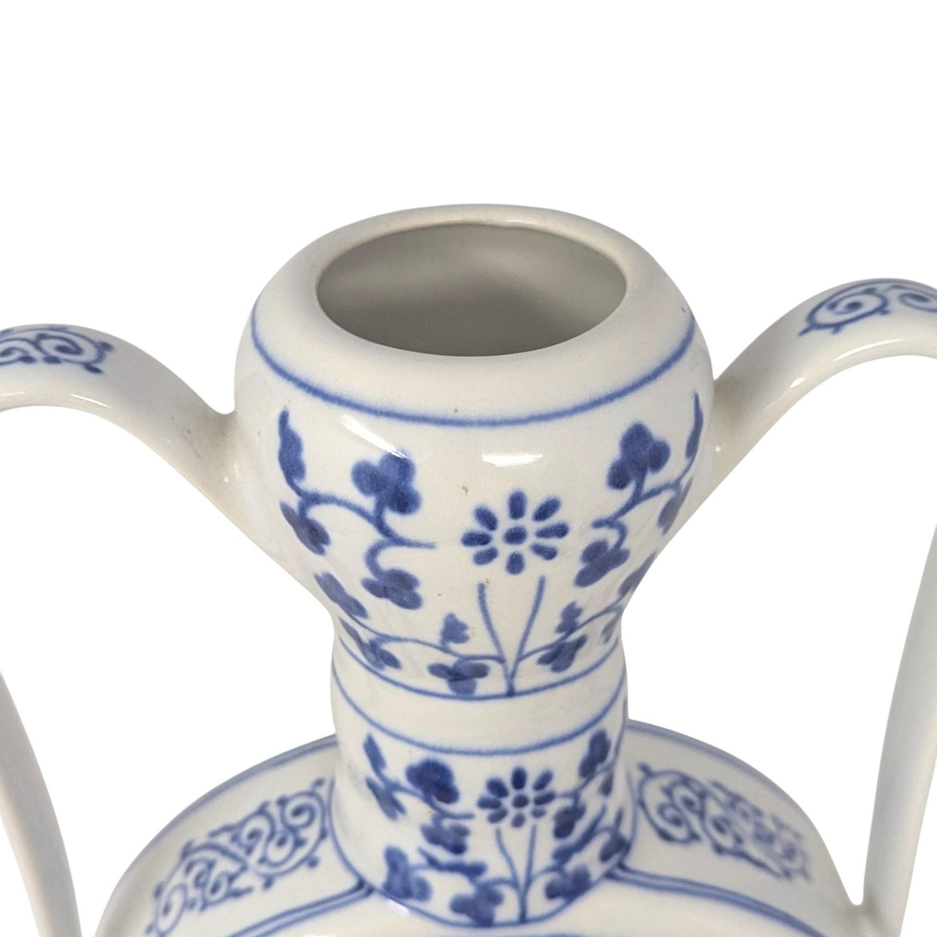 Vintage Large Blue and White Porcelain Moon Flask Vase