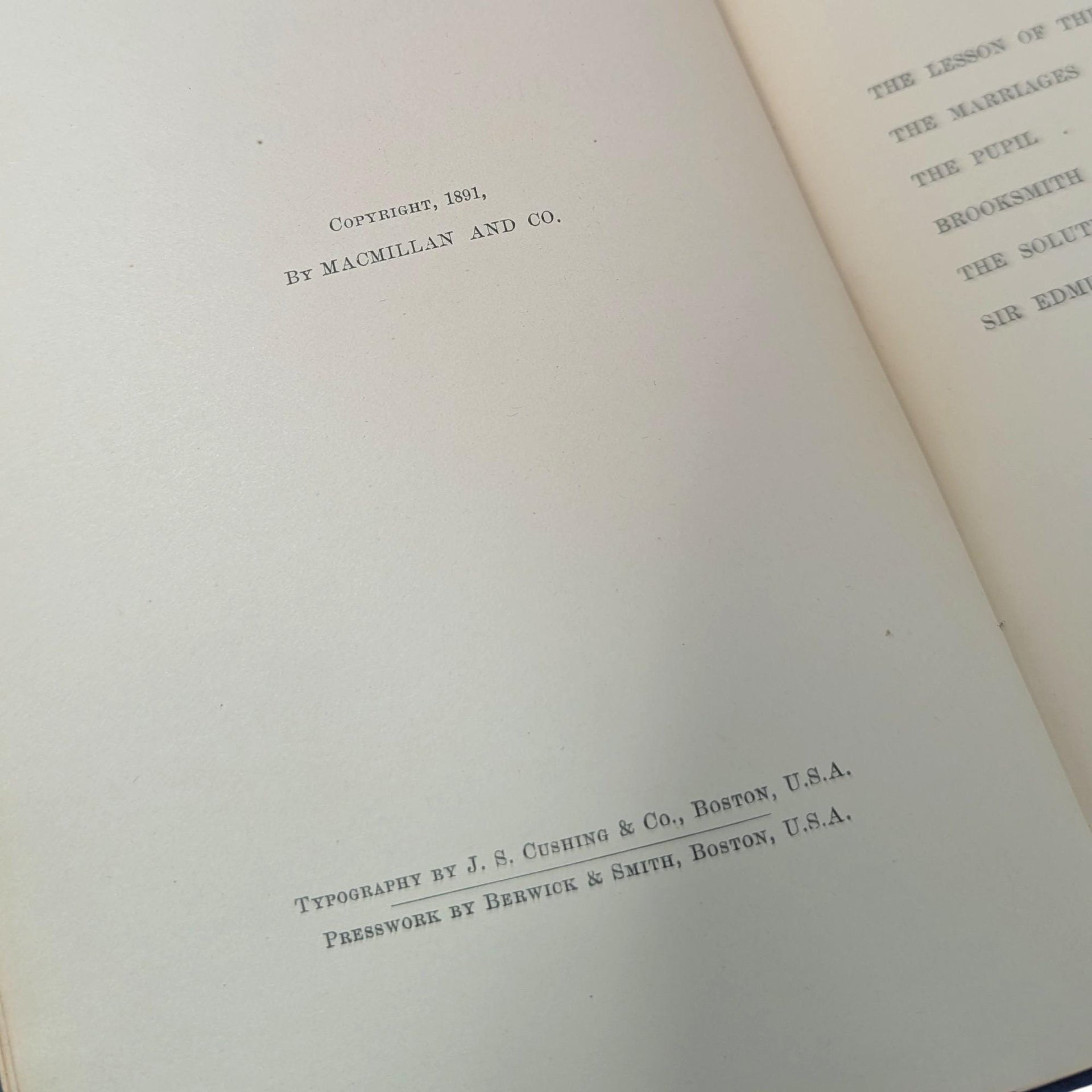 1892 First Edition The Lesson of the Master by Henry James
