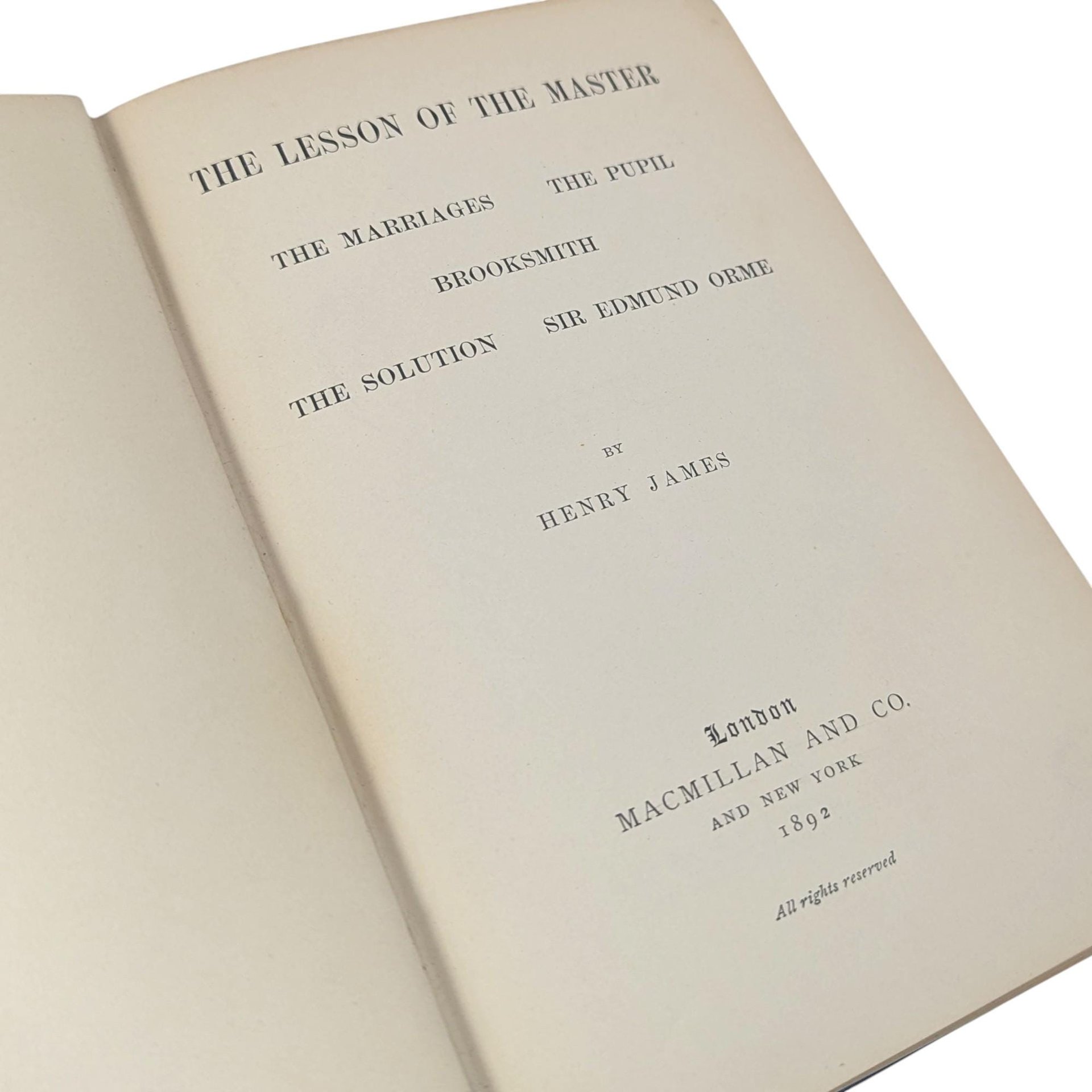 1892 First Edition The Lesson of the Master by Henry James