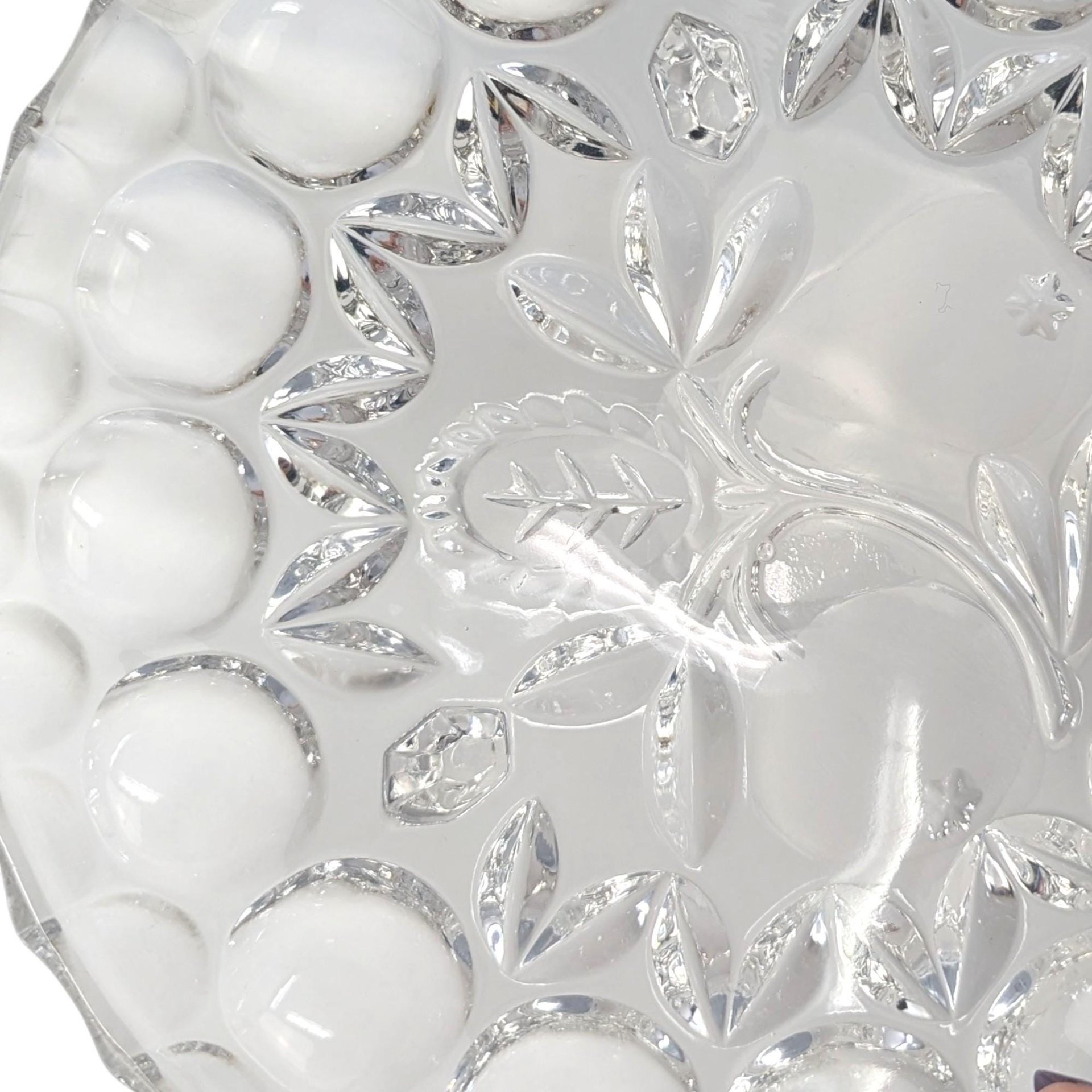 Vintage Federal Glass Pioneer Fruit Pattern Footed Bowl