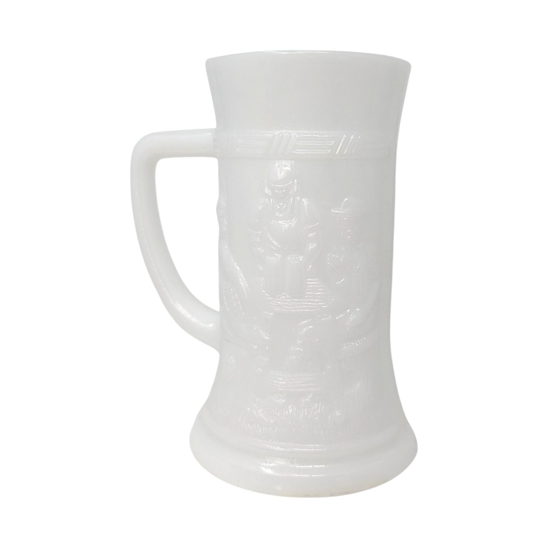 Set of 4 Vintage Federal Milk Glass Tavern Steins