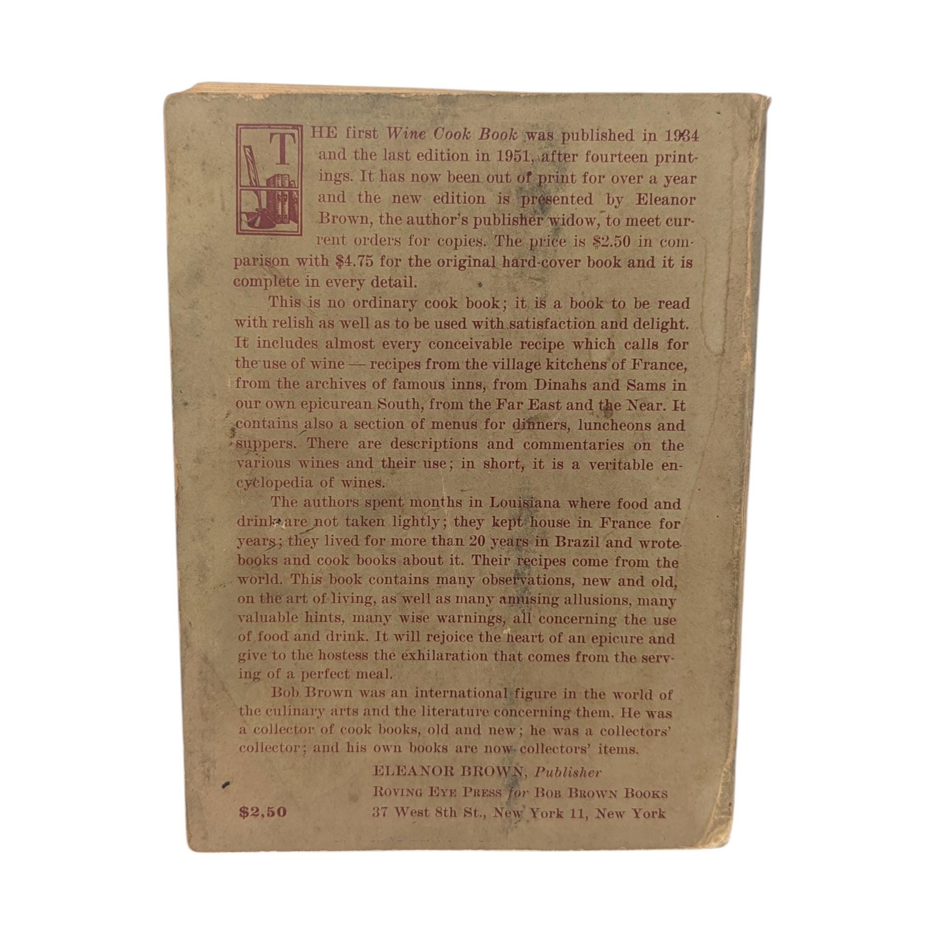 1960 The Wine Cook Book Softcover Edition