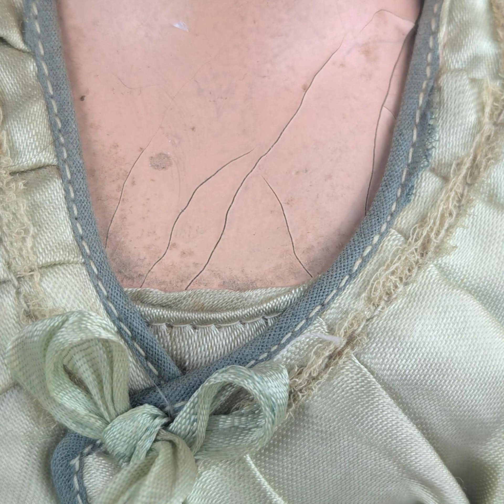 1920s Antique Boudoir Bed Doll Cream Lace Dress