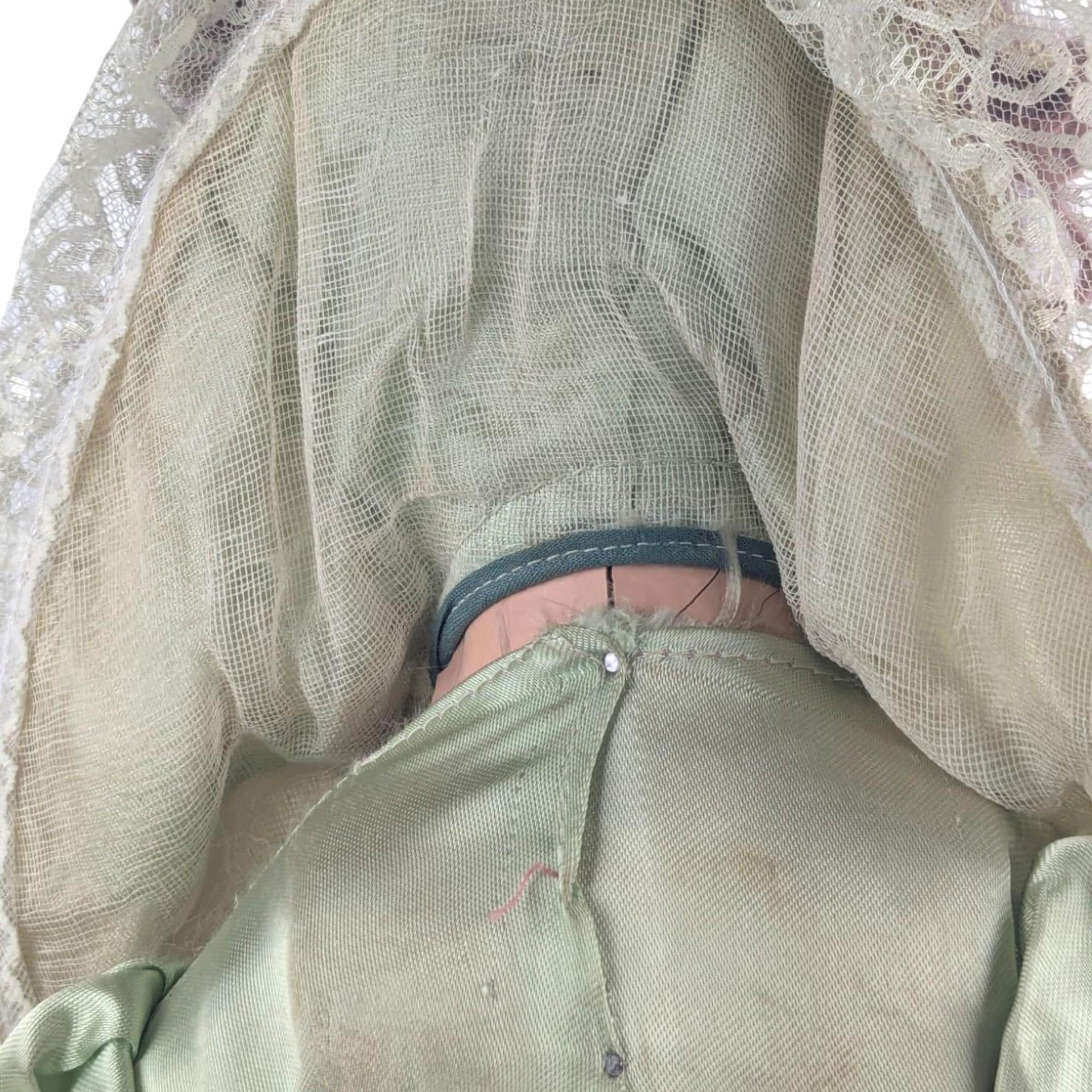 1920s Antique Boudoir Bed Doll Cream Lace Dress