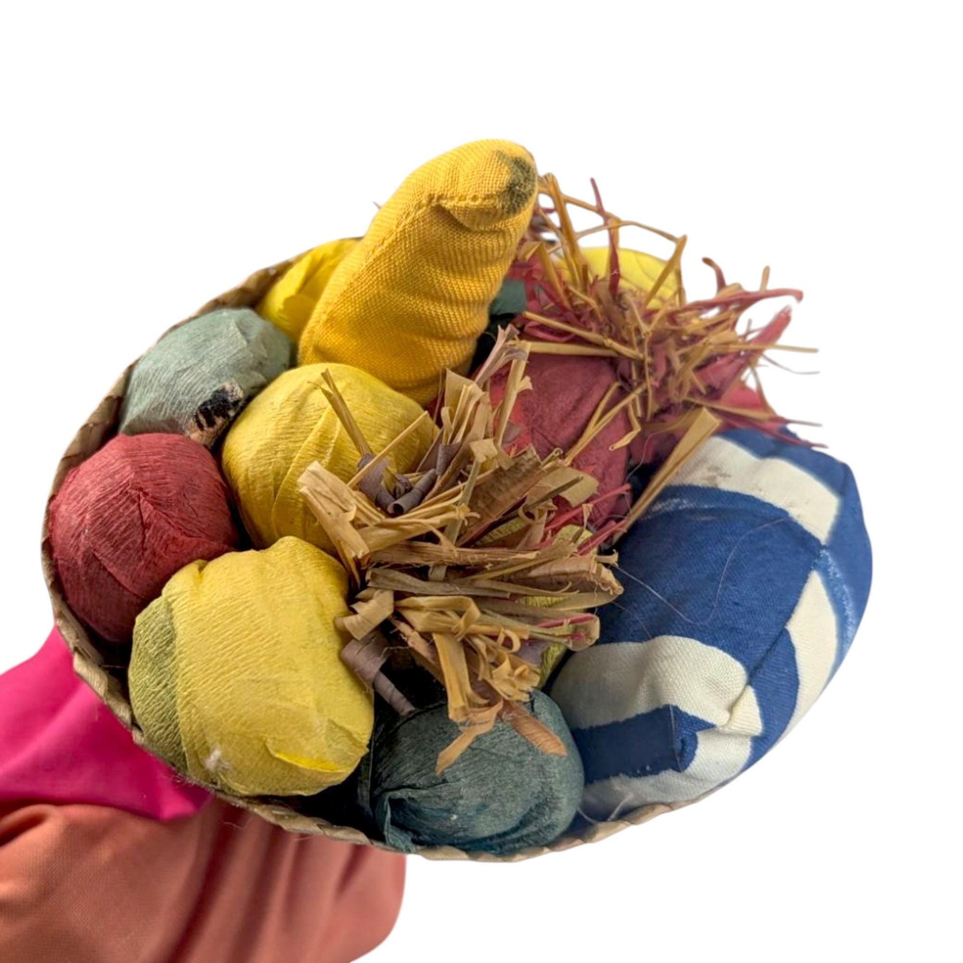 Vintage 17" Jamaican Cloth Doll with Fruit Basket Hat