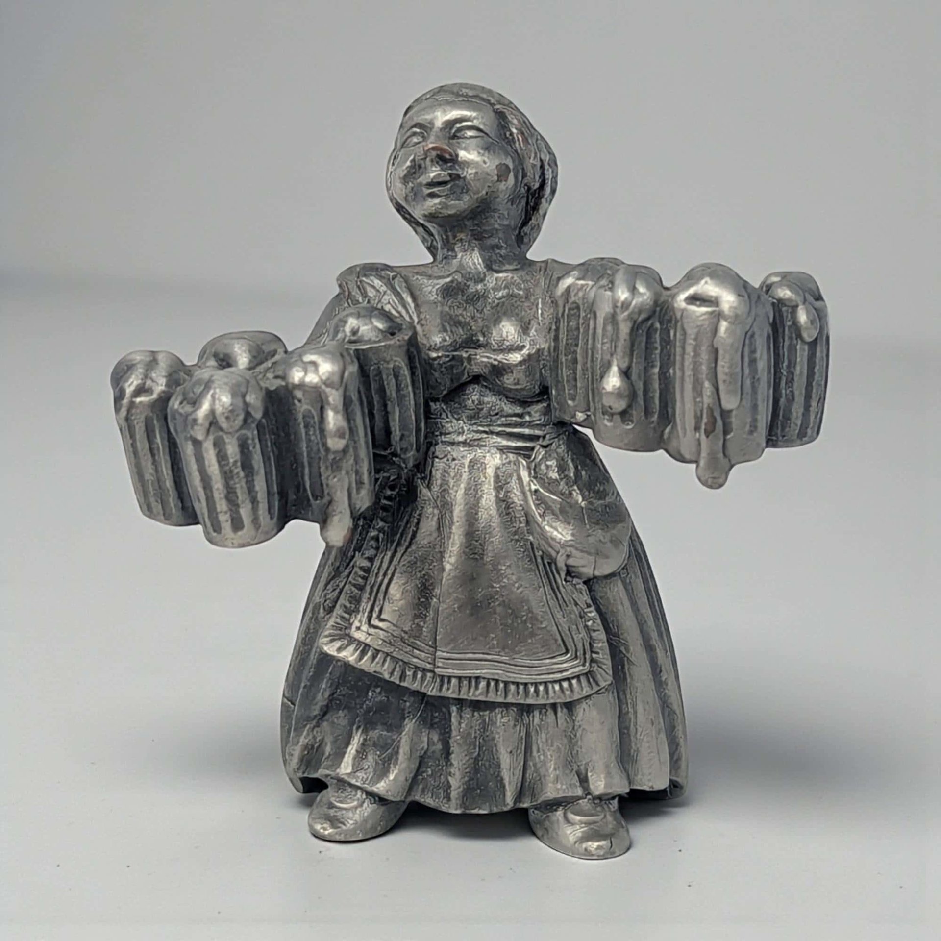 Vintage Pewter Beer Maiden Figurine