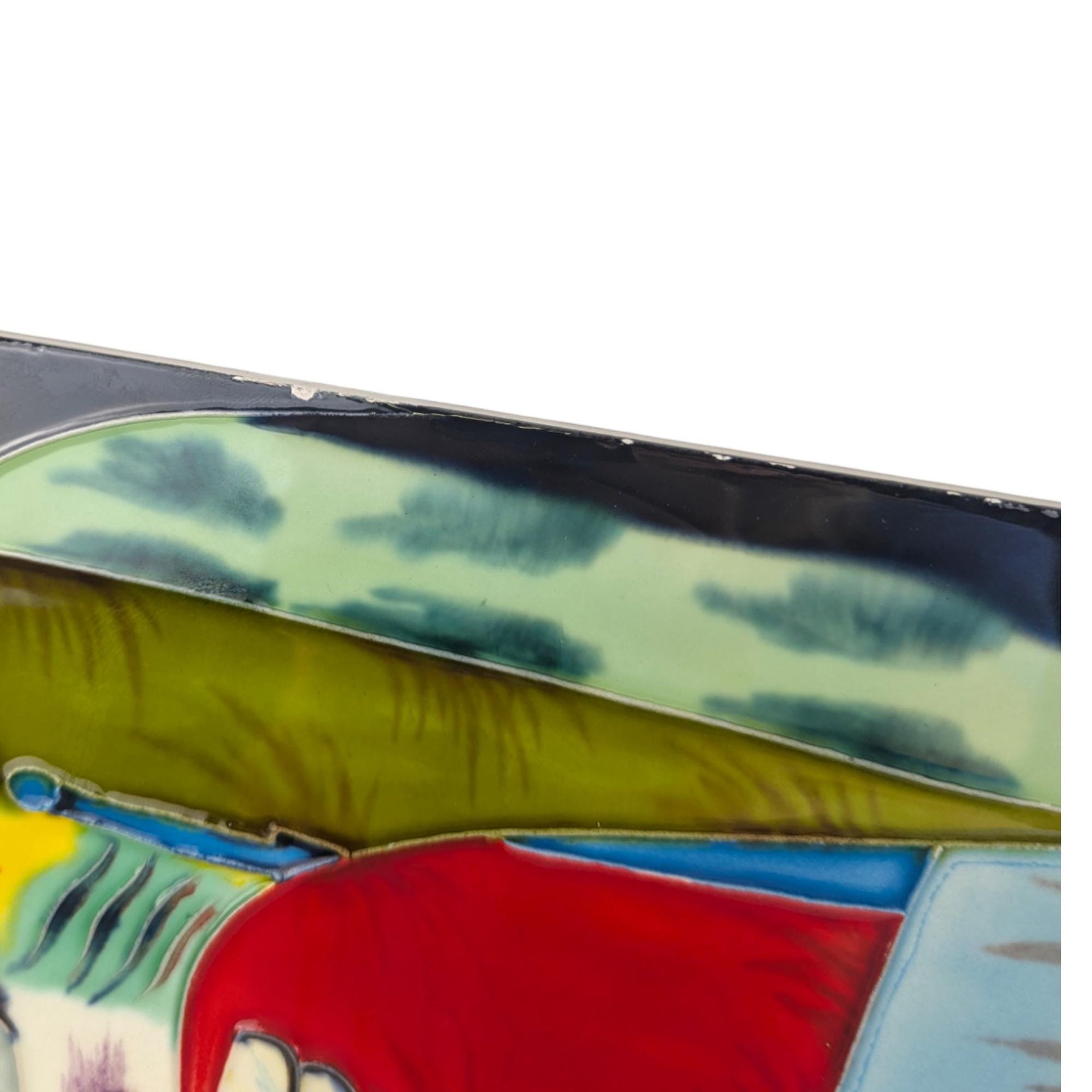 Vintage Yang Yang Hand Painted Ceramic Art Tile