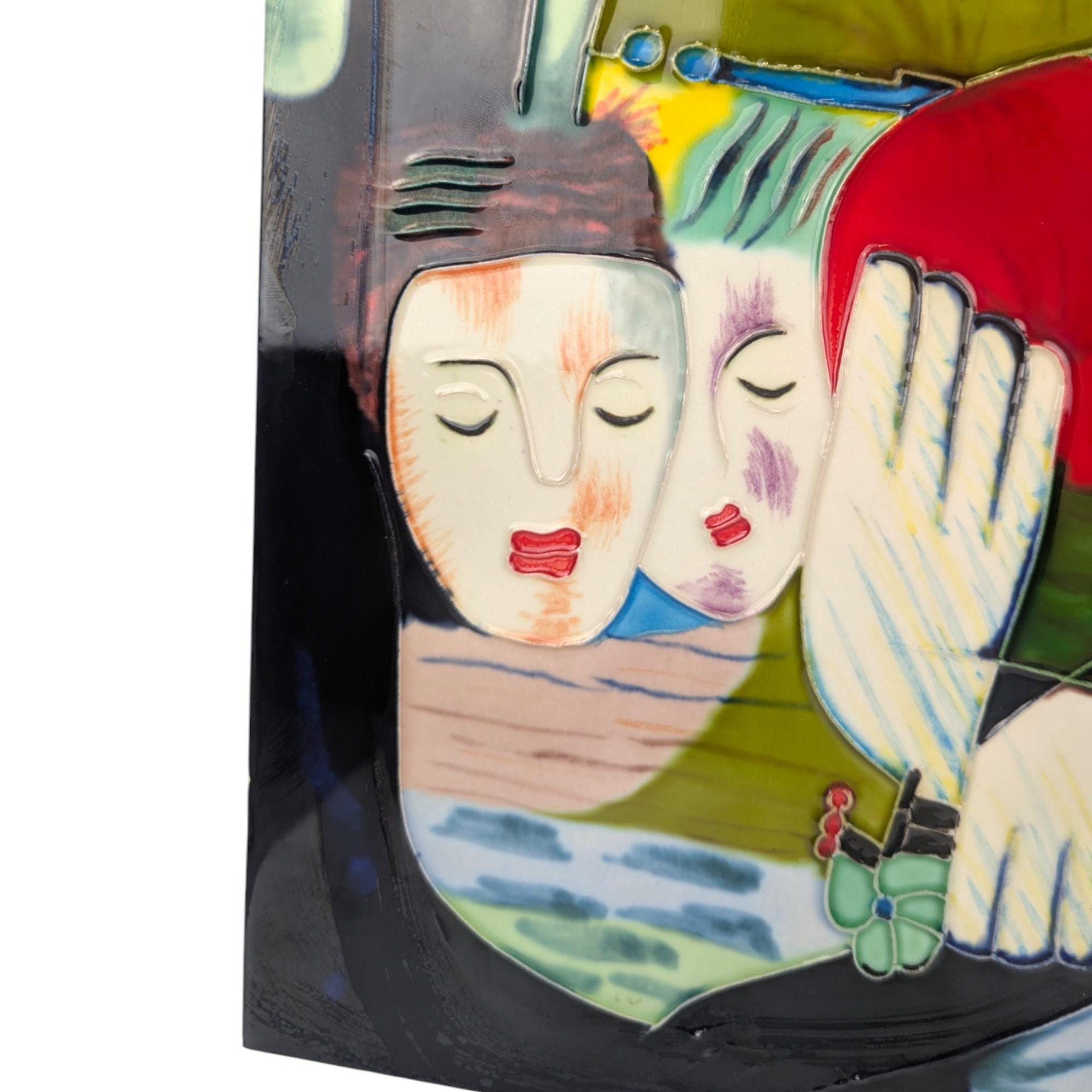 Vintage Yang Yang Hand Painted Ceramic Art Tile