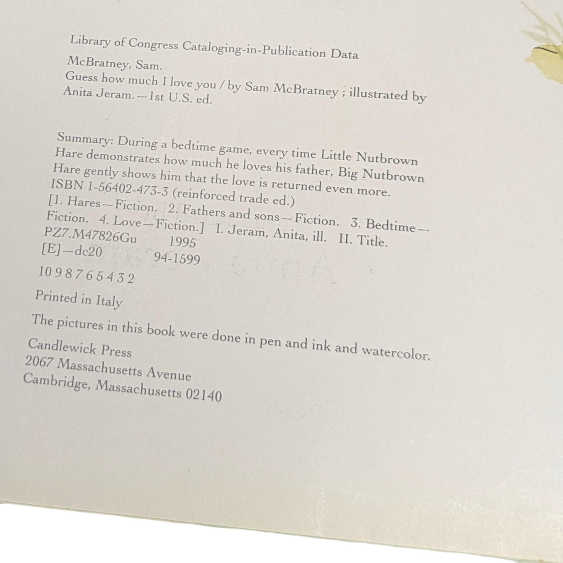 1995 Guess How Much I Love You Hardcover Book