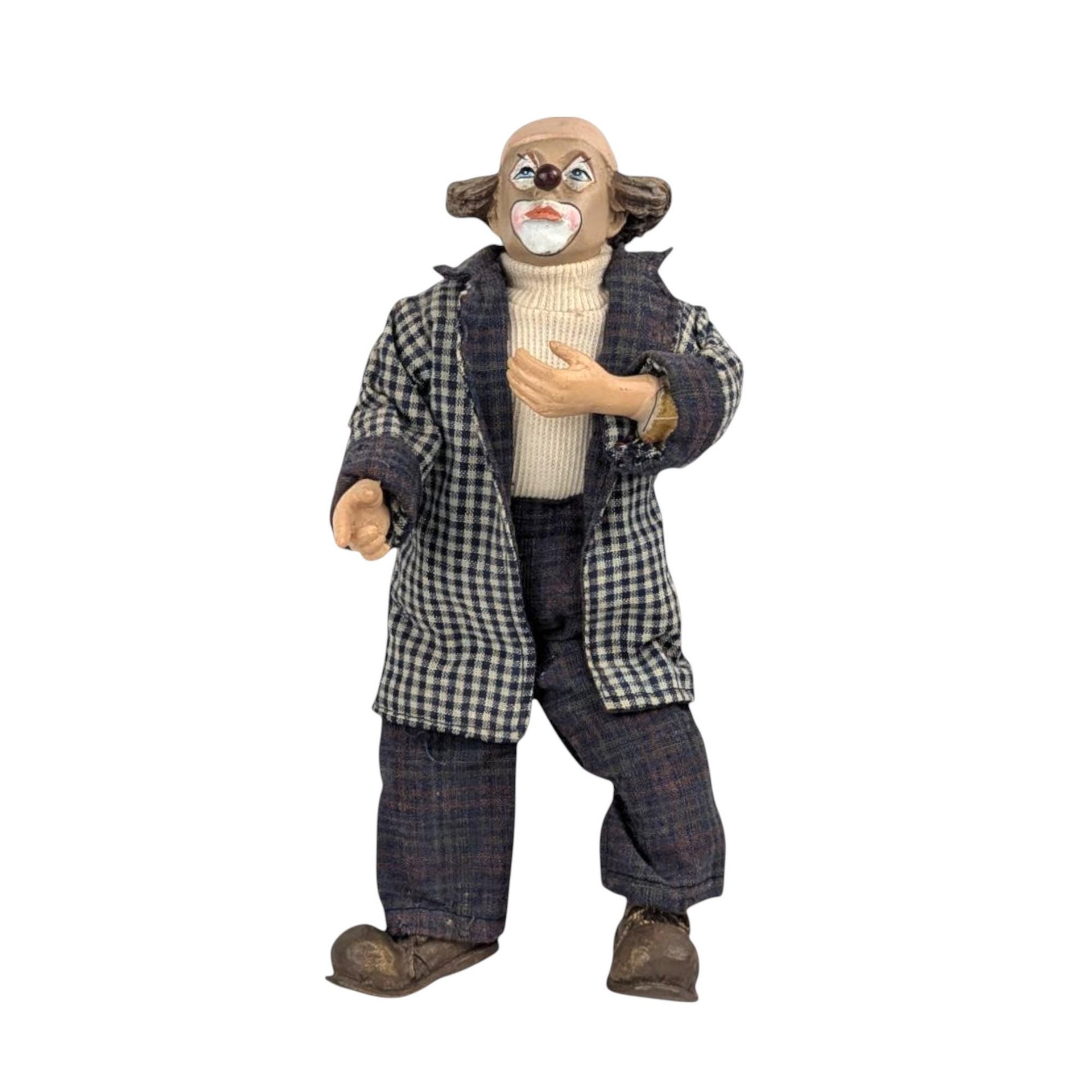 Vintage 10" Posable Hobo Clown in Plaid