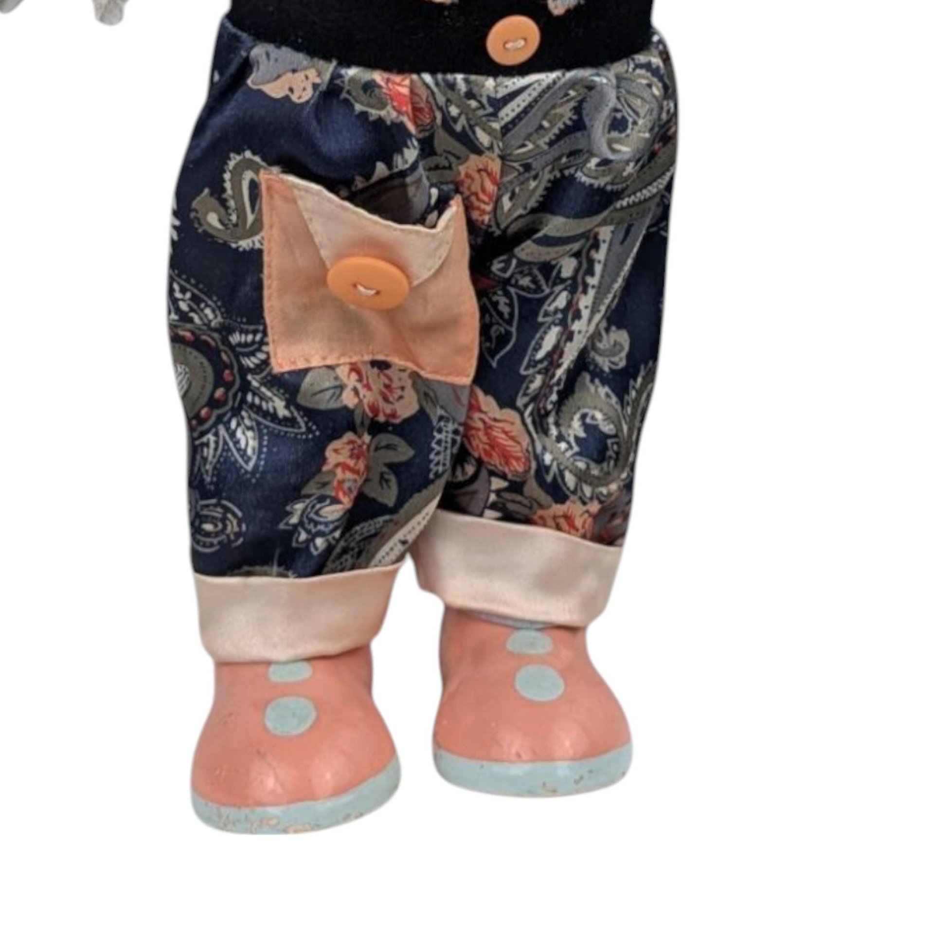 Vintage 12.5" Porcelain Paisley Music Box Clown