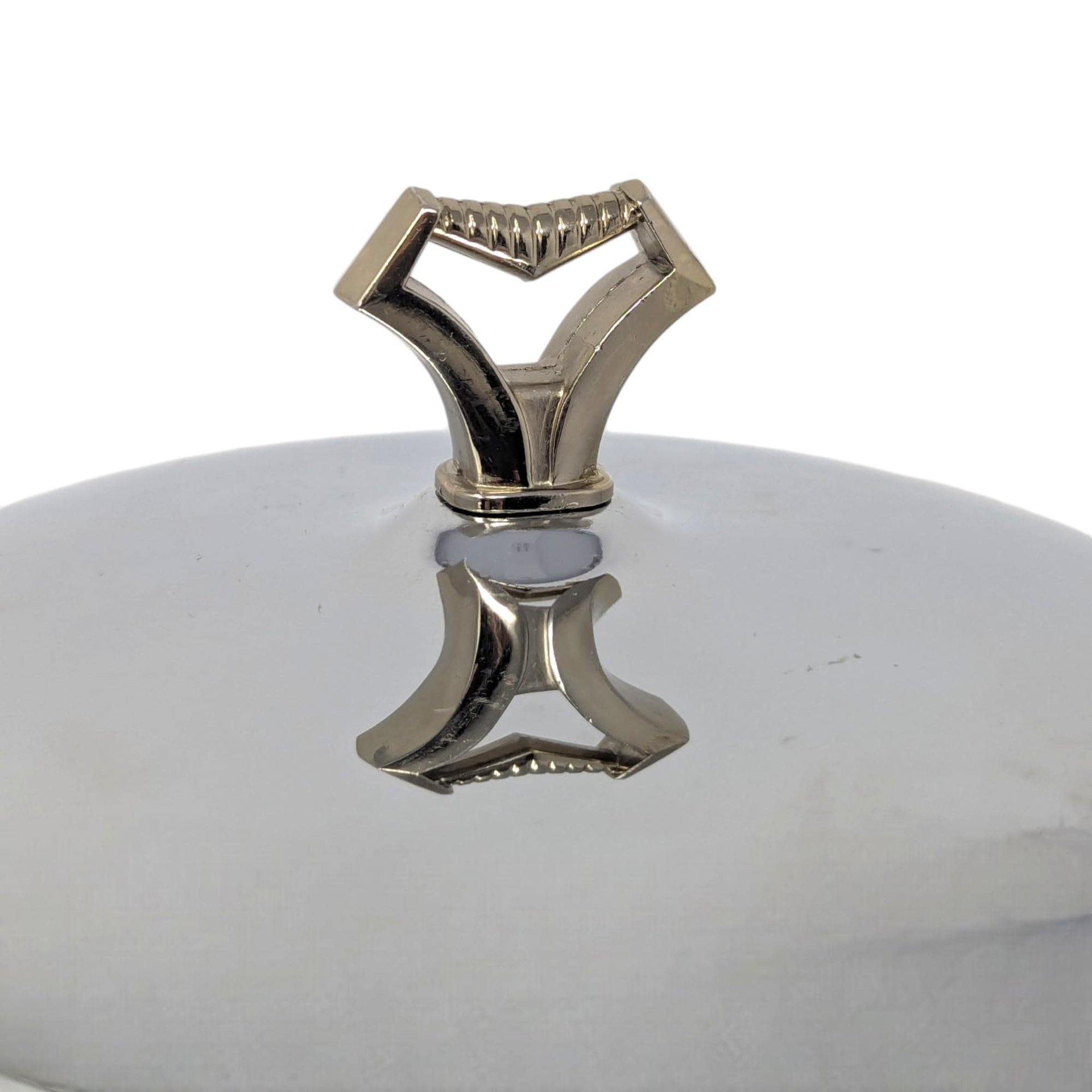 Vintage Glass Vanity Dish with Silver Lid