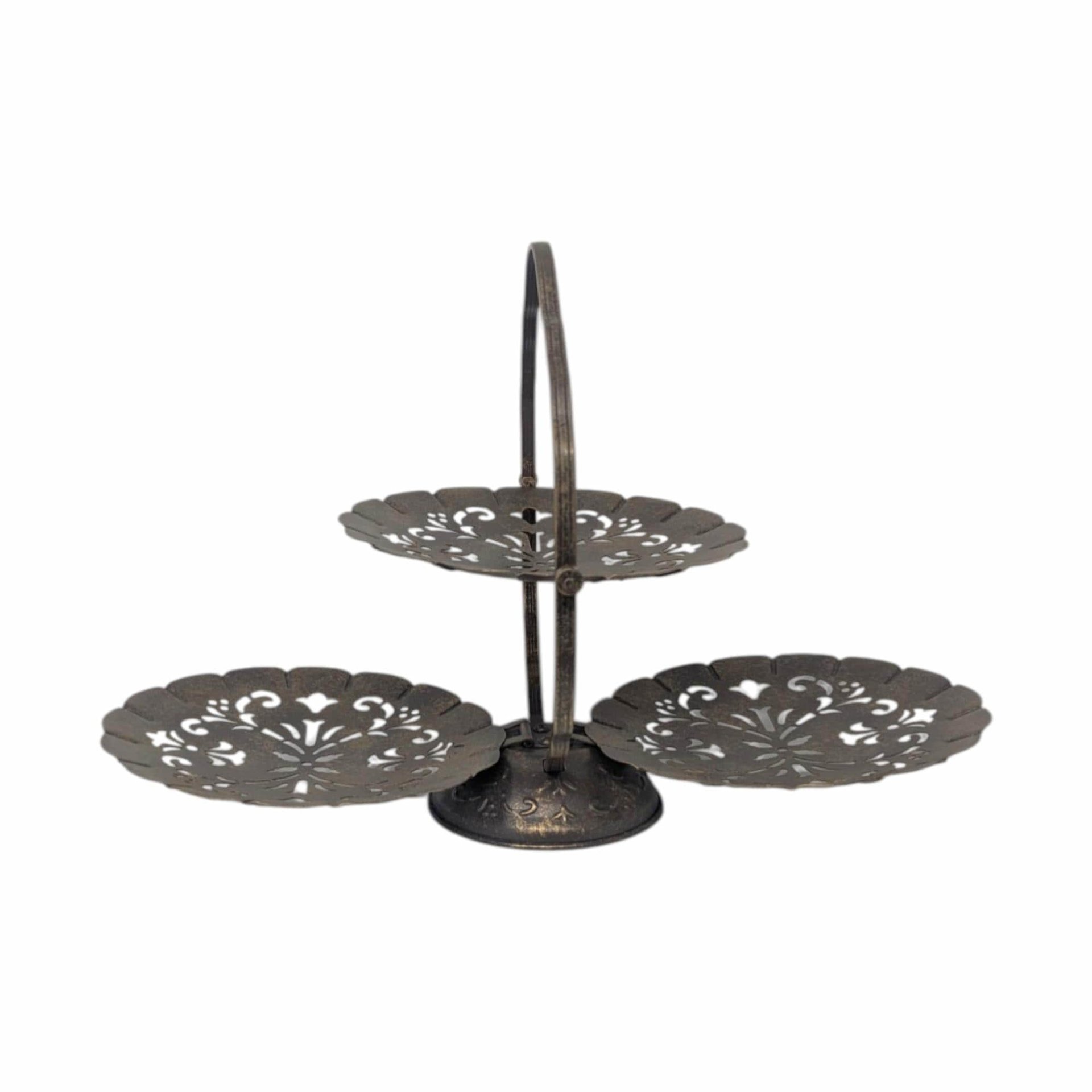 Vintage 3-Tier Filigree Metal Server