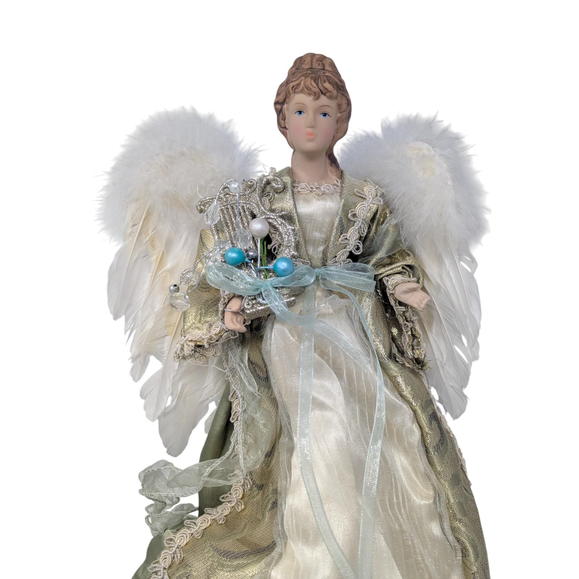 Vintage Porcelain Angel with Harp Tree Topper