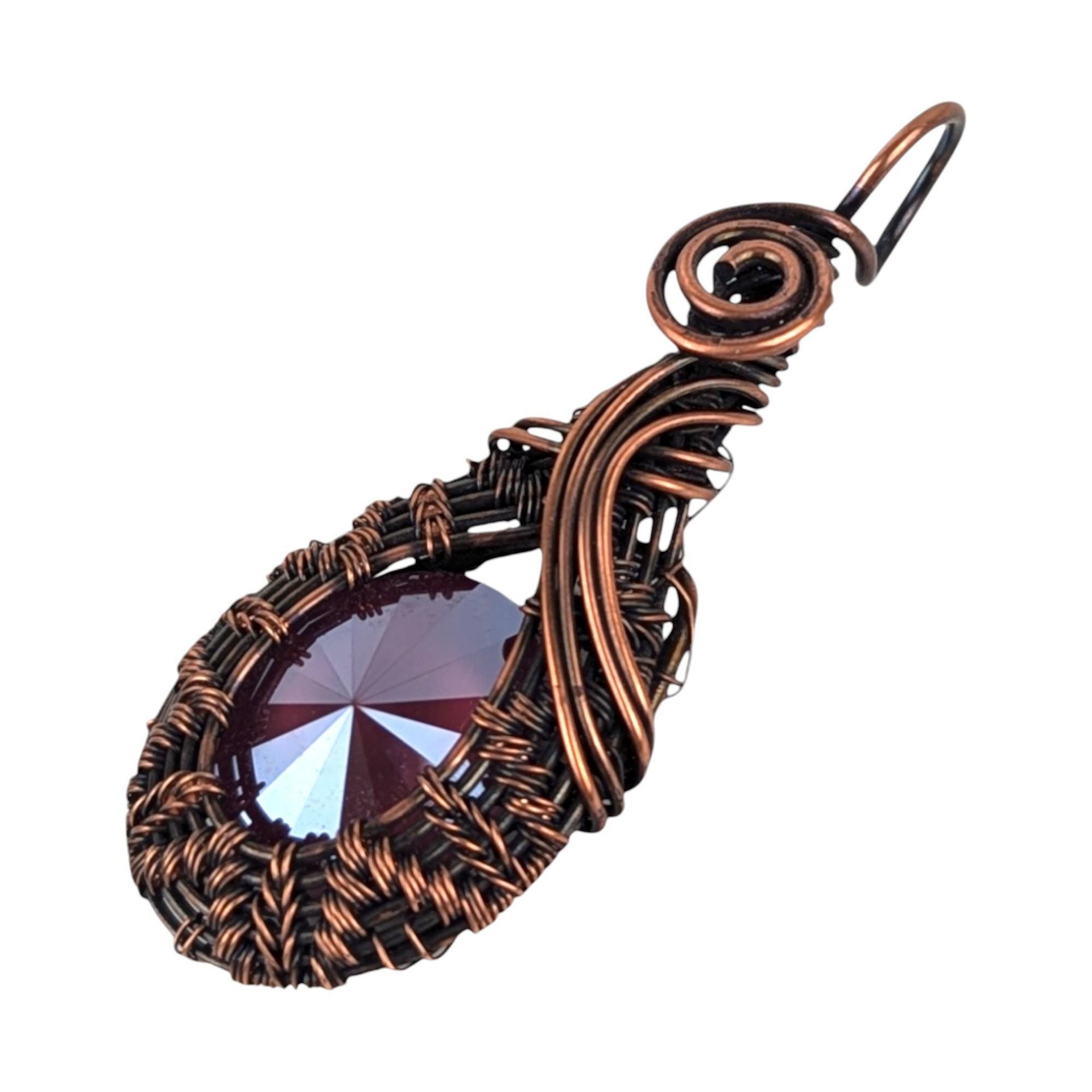 Handmade Faceted Crystal Copper Wire Wrapped Pendant
