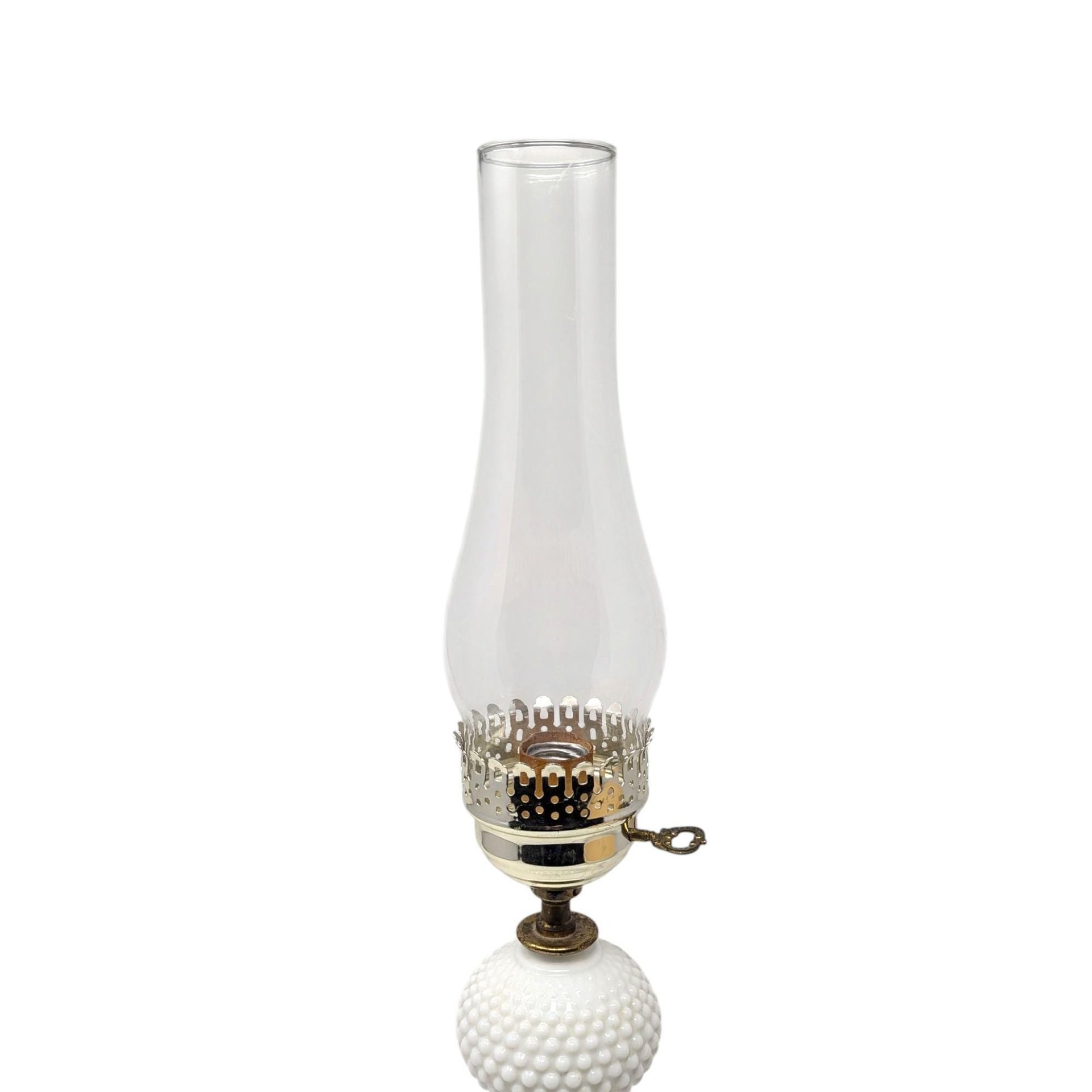 Vintage Milk Glass Floral Hurricane Lamp