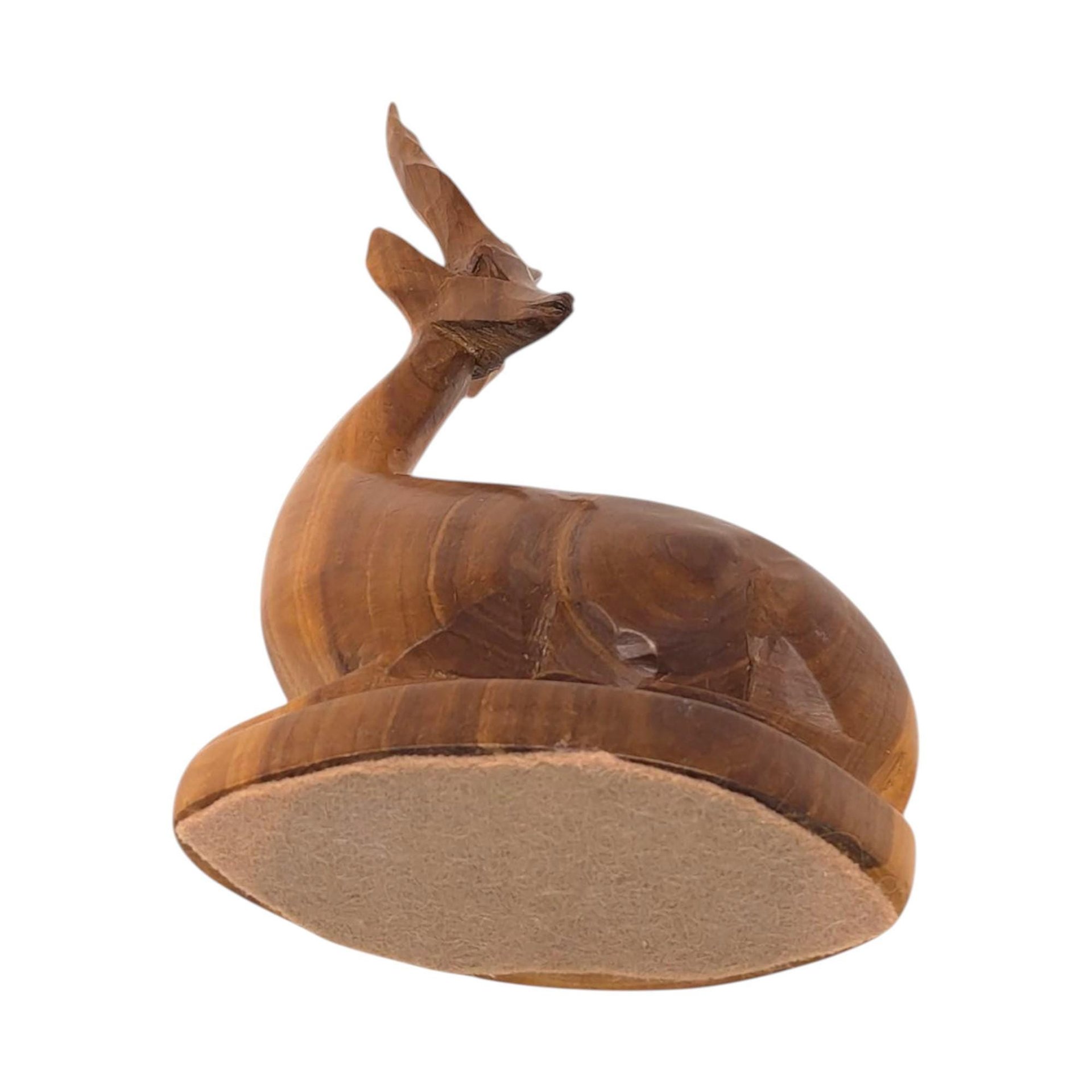 Vintage Hand-Carved Wooden Gazelle Figurine