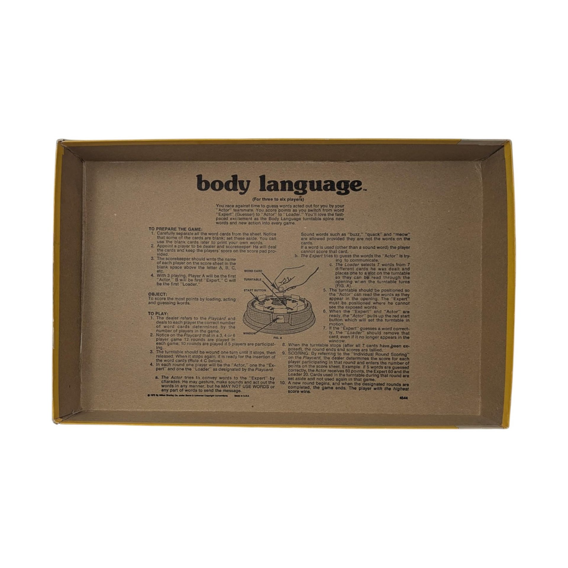 1975 Body Language Board Game: Milton Bradley