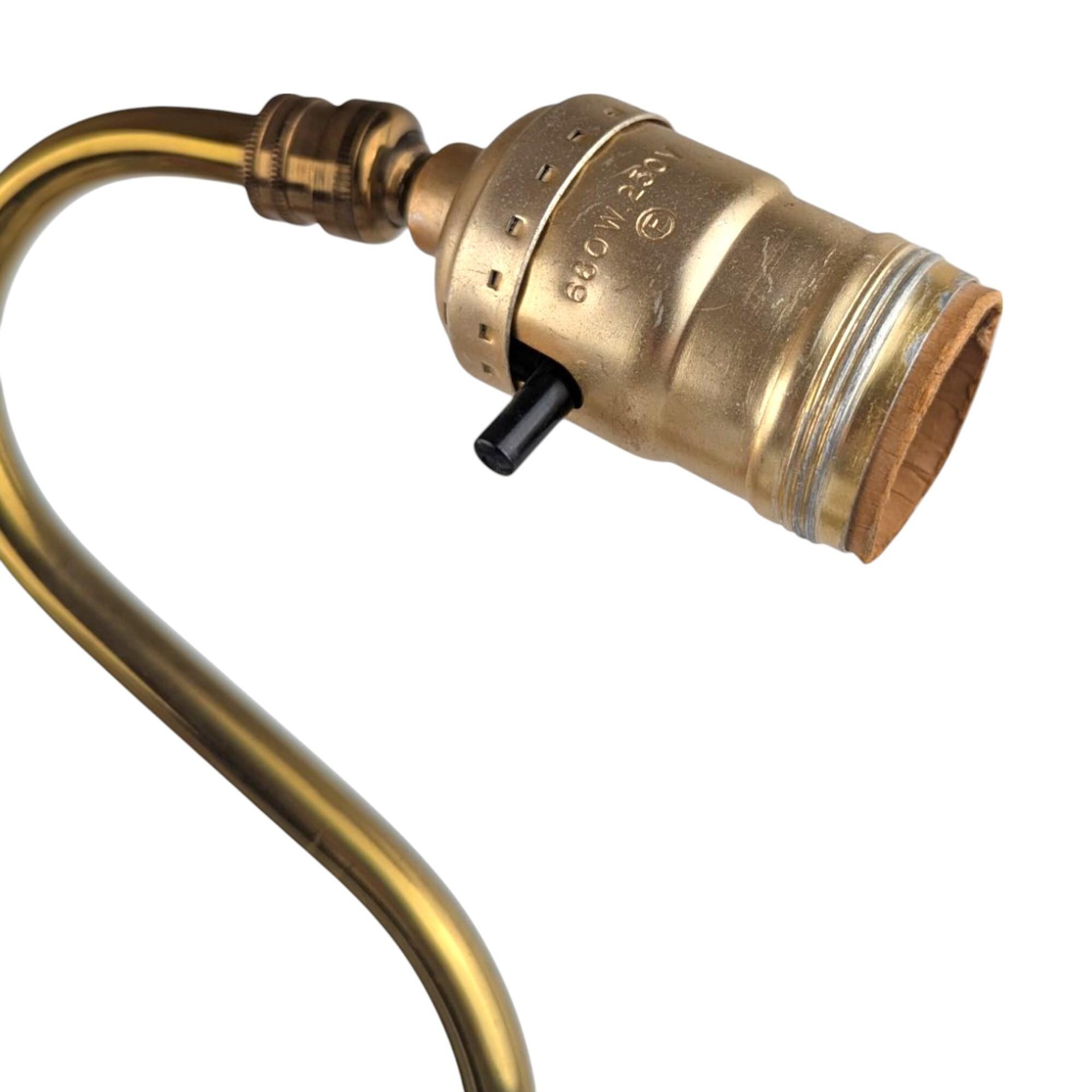 Vintage Double Brass Lyre-Form Desk Lamp