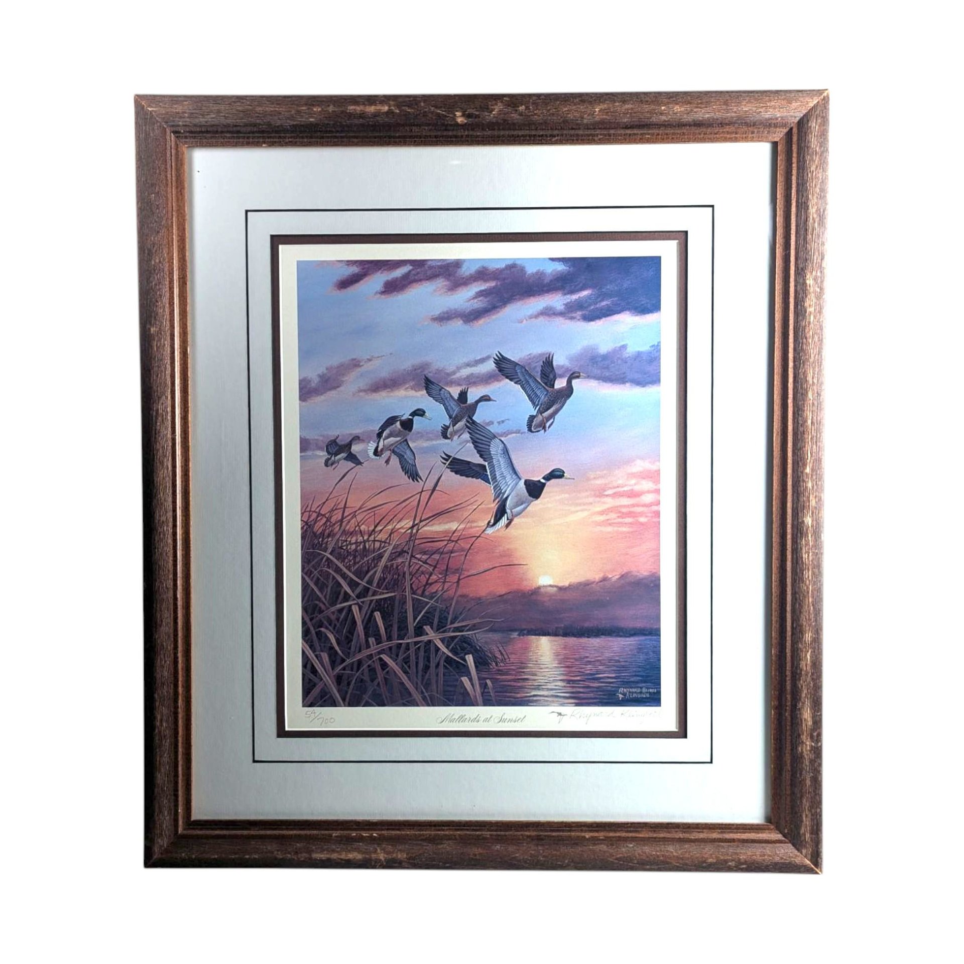 Signed Rhynard Klingbeil 'Mallards at Sunset' Print