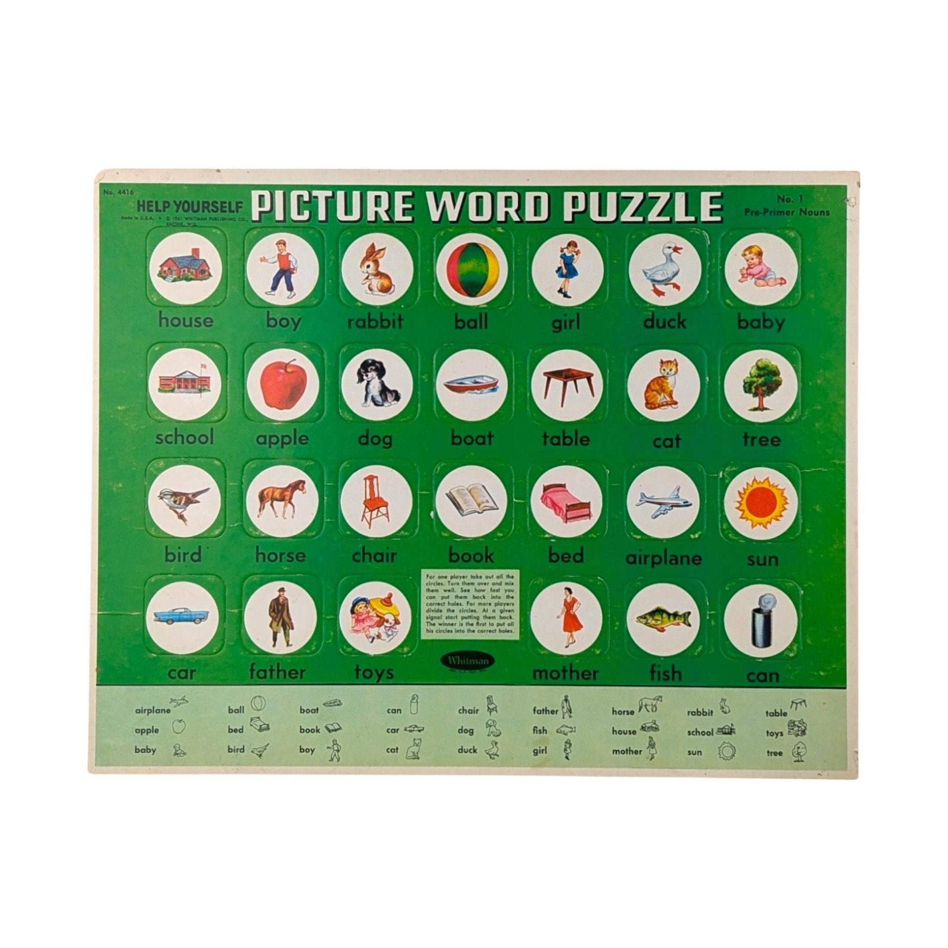 Pair of 1961 Whitman Help Yourself Picture Word Puzzles