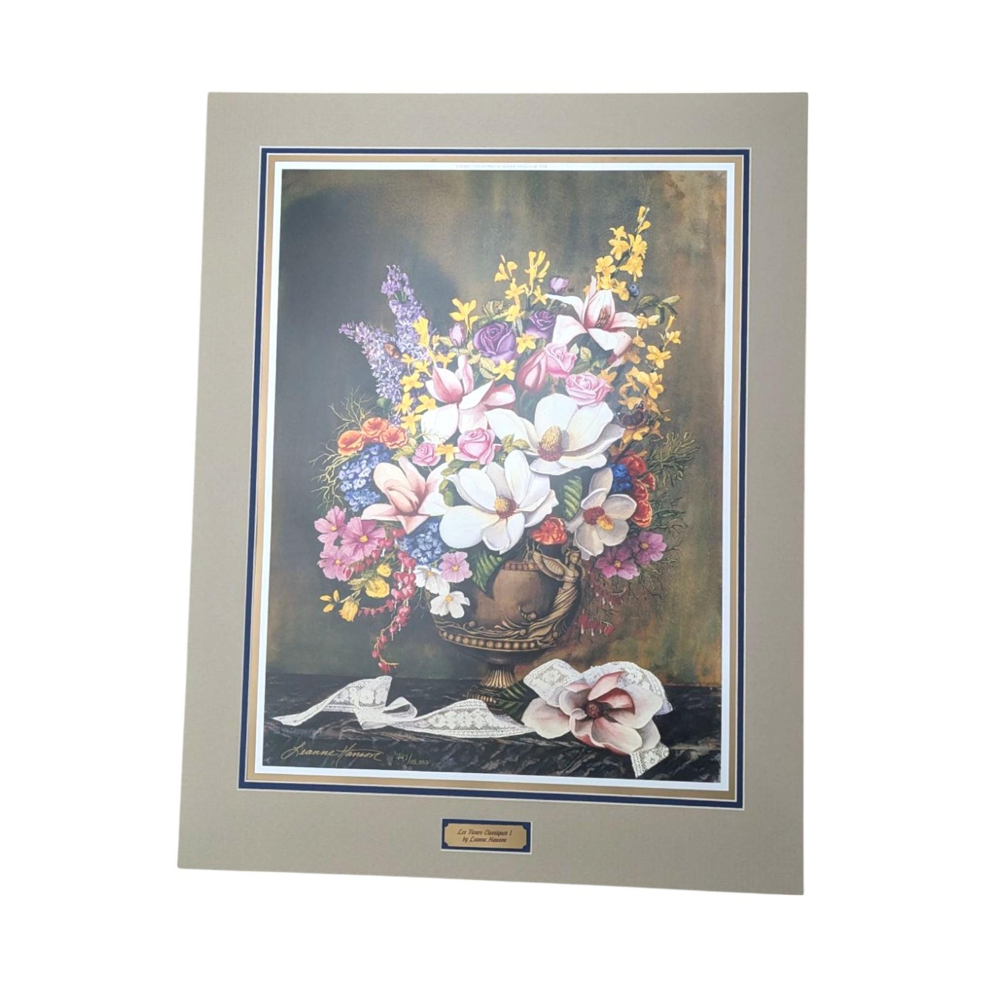 Signed Leanne Hanson 'Les Fleurs Classiques I' Floral Print