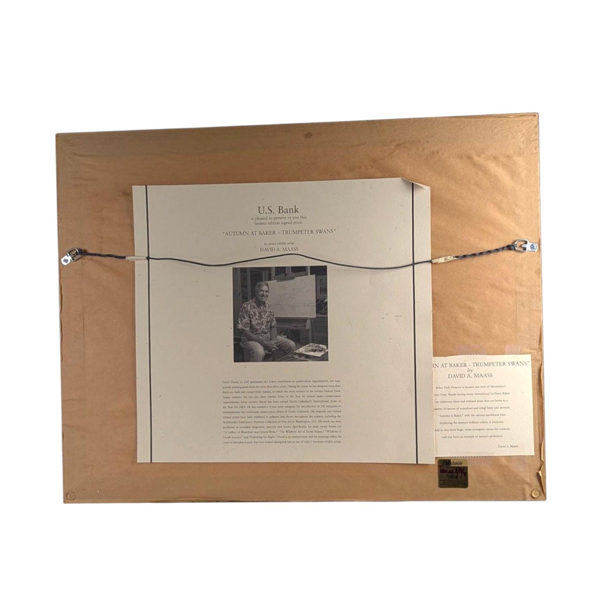 Signed David A. Maass 'Autumn at Baker—Trumpeter Swans' Print