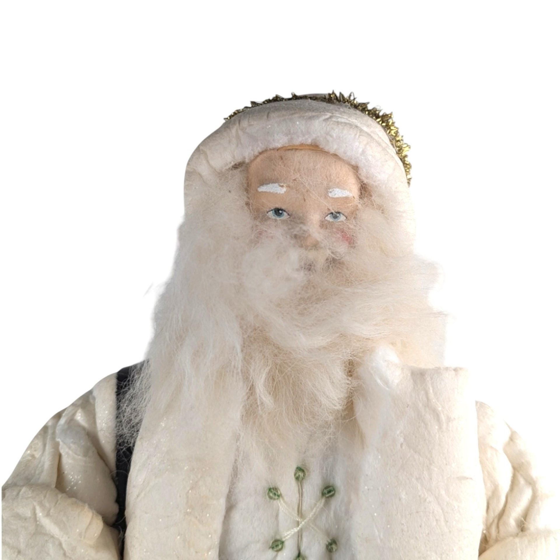 Vintage Cream-Clothed Father Christmas with Lambs