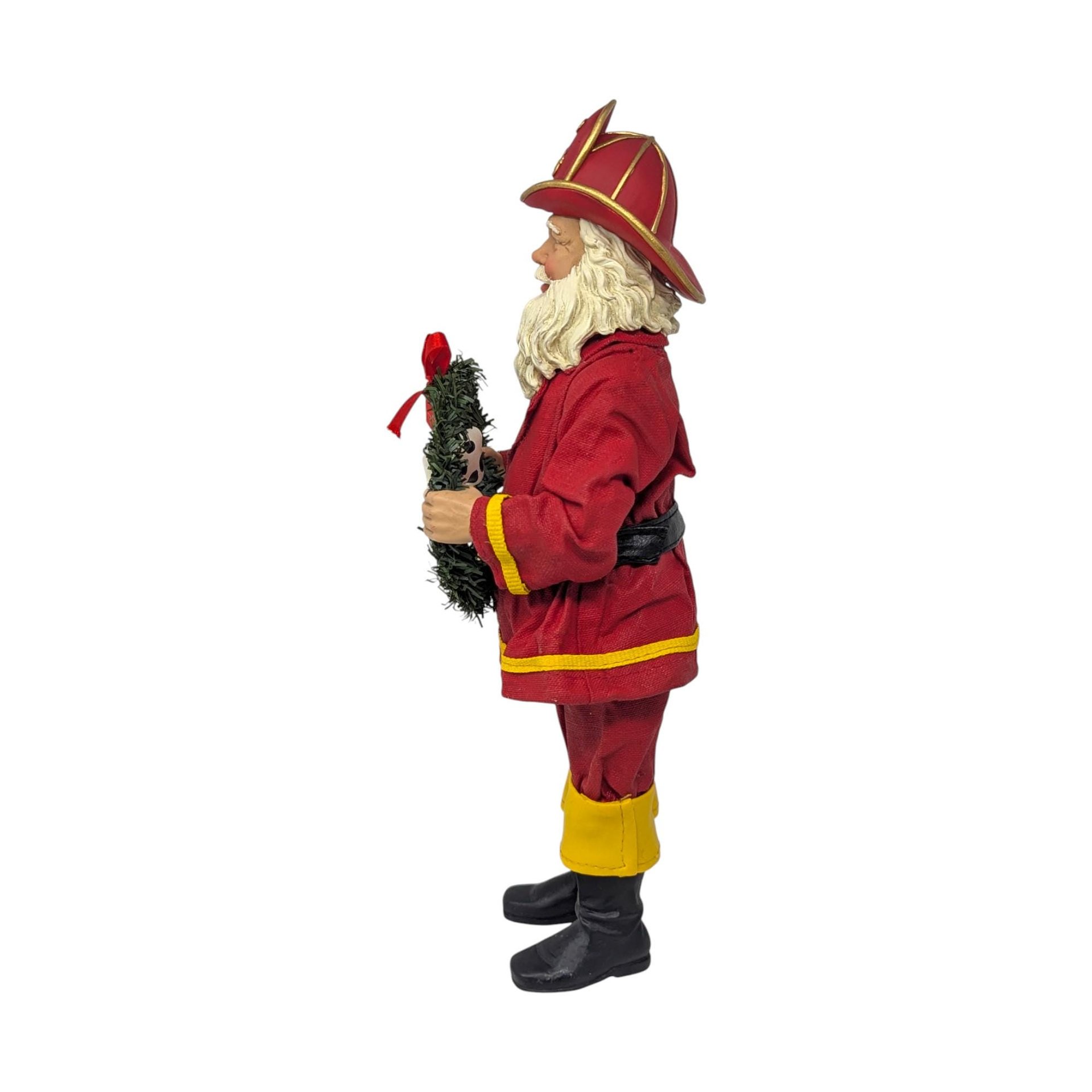 Vintage Fabriché Fireman Santa with Dog Bone Wreath