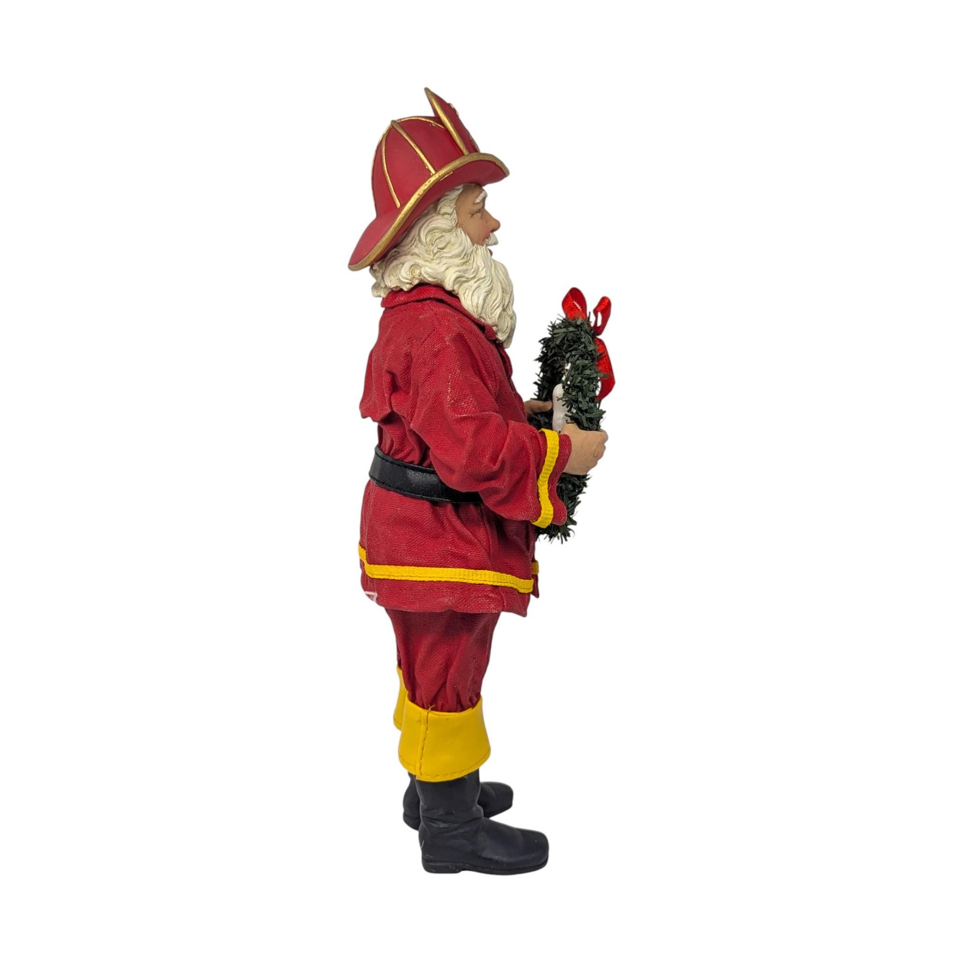 Vintage Fabriché Fireman Santa with Dog Bone Wreath