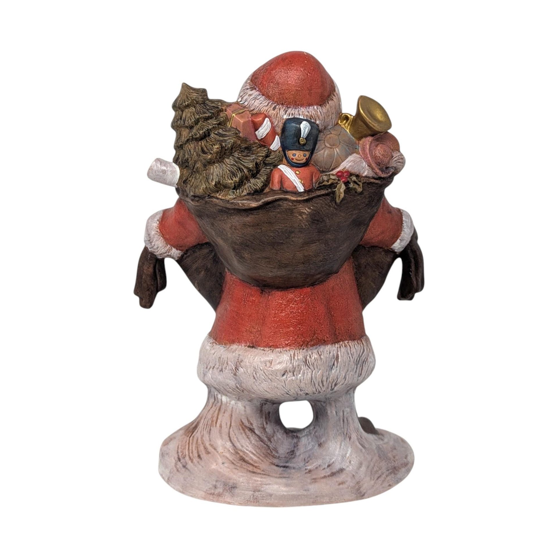Vintage Hand-Painted Ceramic Santa with Toy Sack Figure