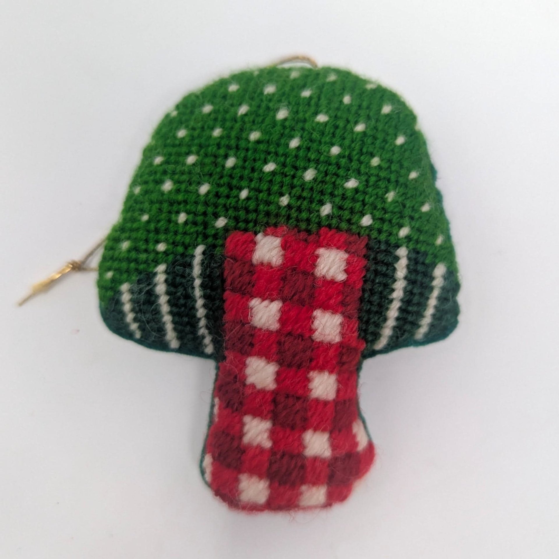 1970s Handcrafted Needlepoint and Cross Stitch Christmas Ornament Set of 8