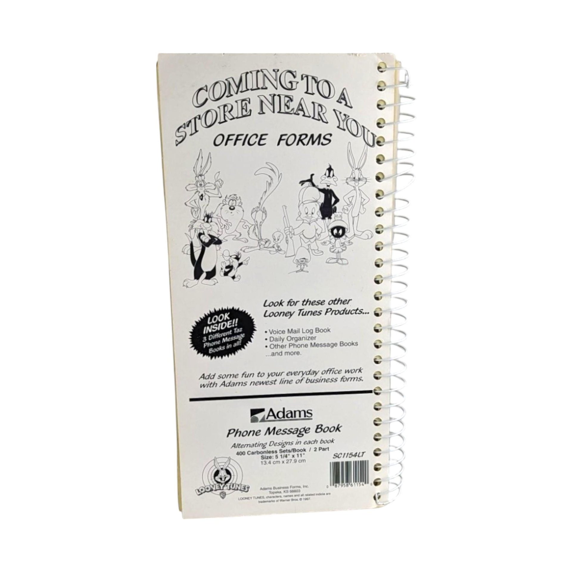 1997 Looney Tunes Taz on Office Etiquette Phone Message Book