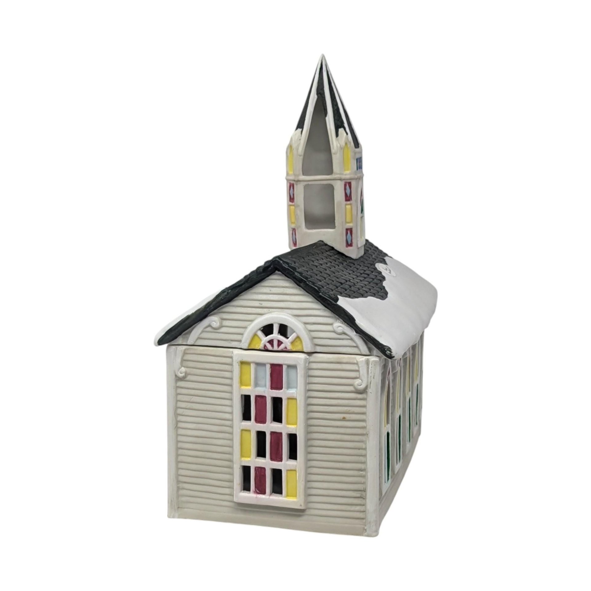 Vintage Claire Burke Ceramic Church Tealight Holder Handpainted