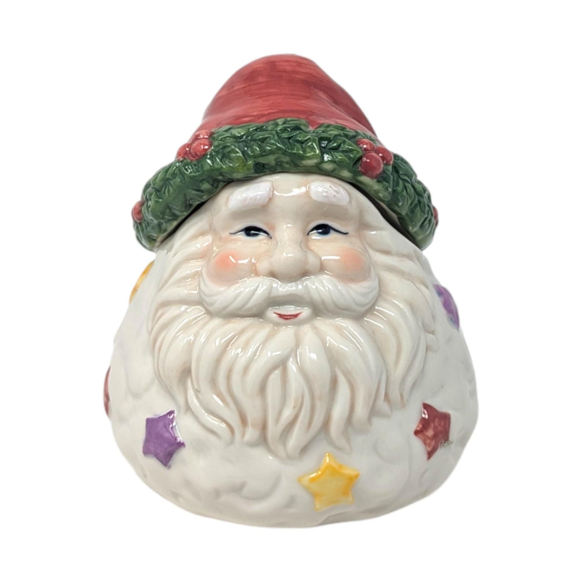 2000 Enesco Ceramic Santa Claus Covered Jar