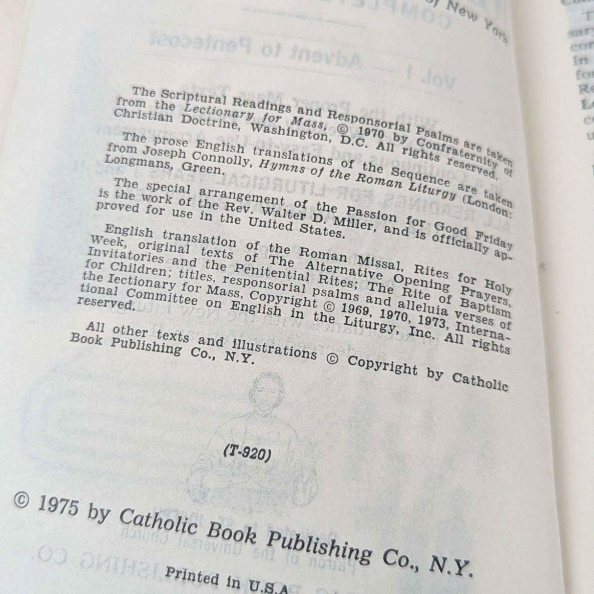 1975 New St. Joseph Weekday Missal Softcover Book