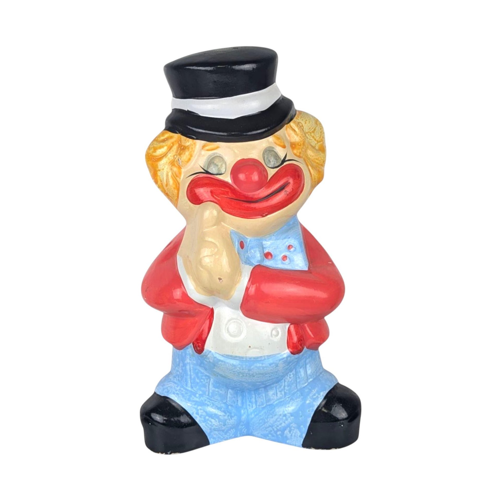 Vintage Ceramic Clown Top Hat Coin Bank