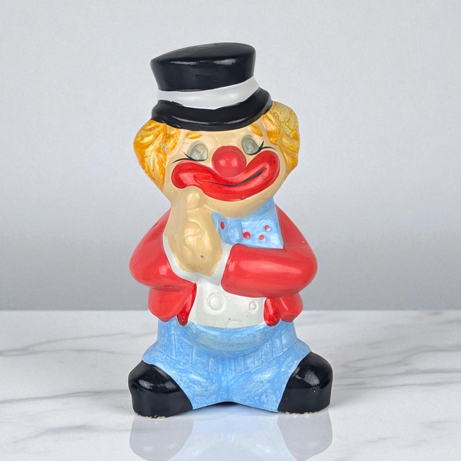 Vintage Ceramic Clown Top Hat Coin Bank