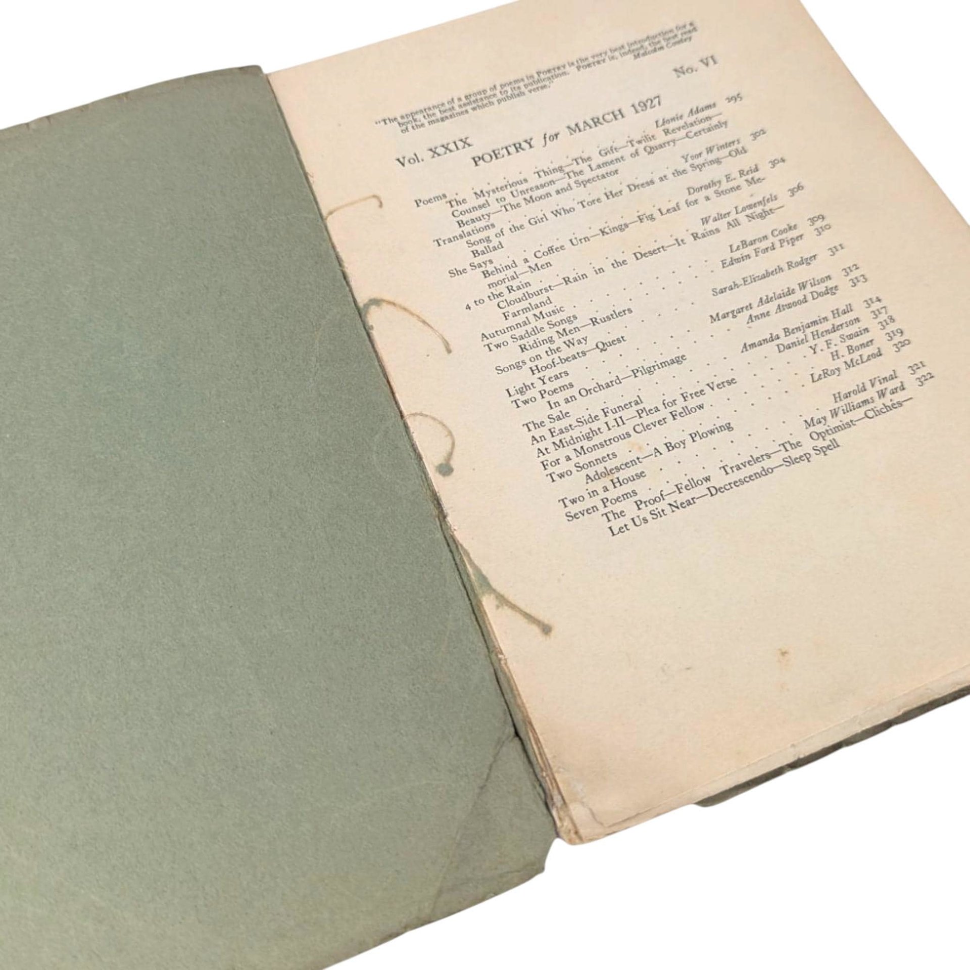 March 1927 'Poetry A Magazine of Verse' Softcover