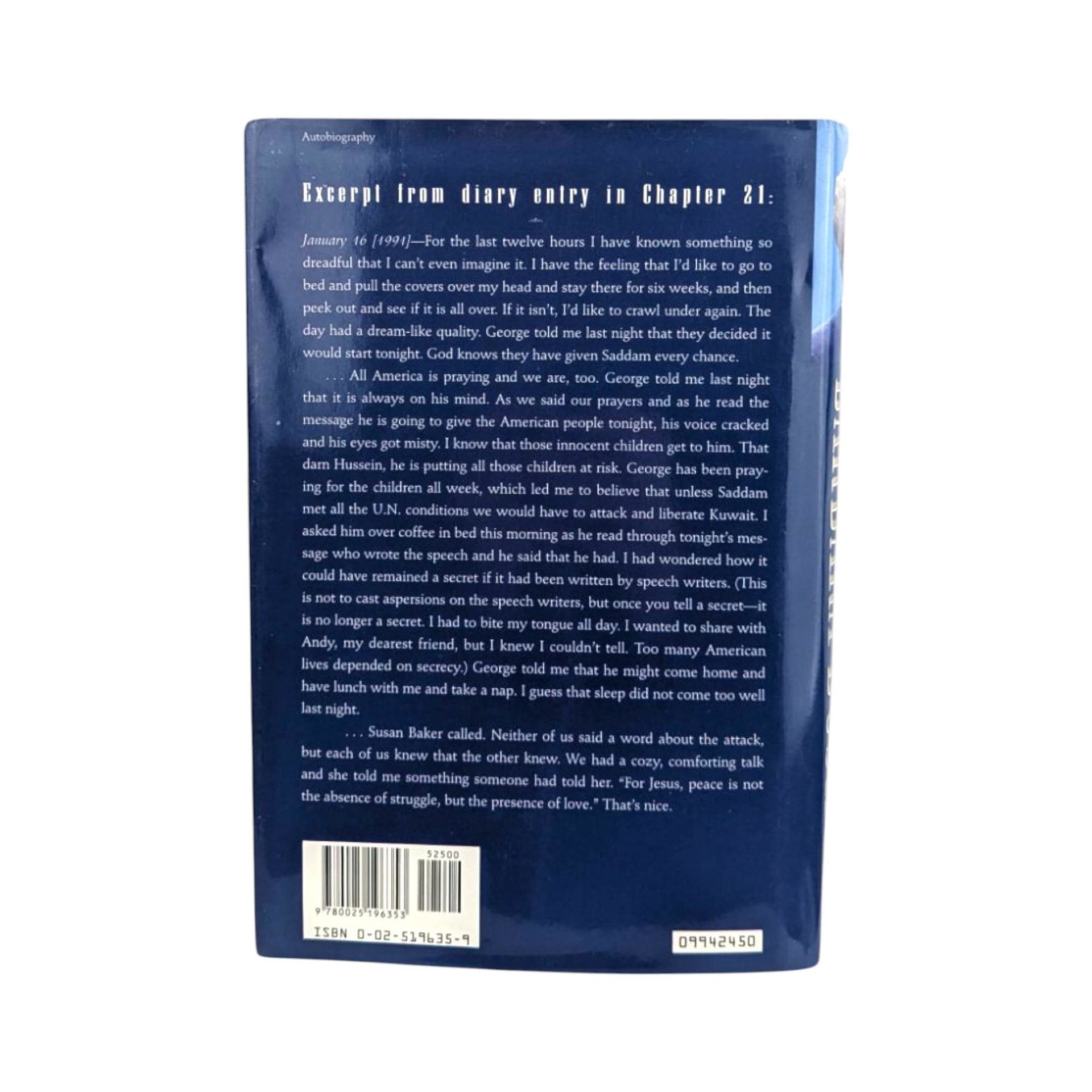 1994 Barbara Bush: A Memoir Hardcover Book