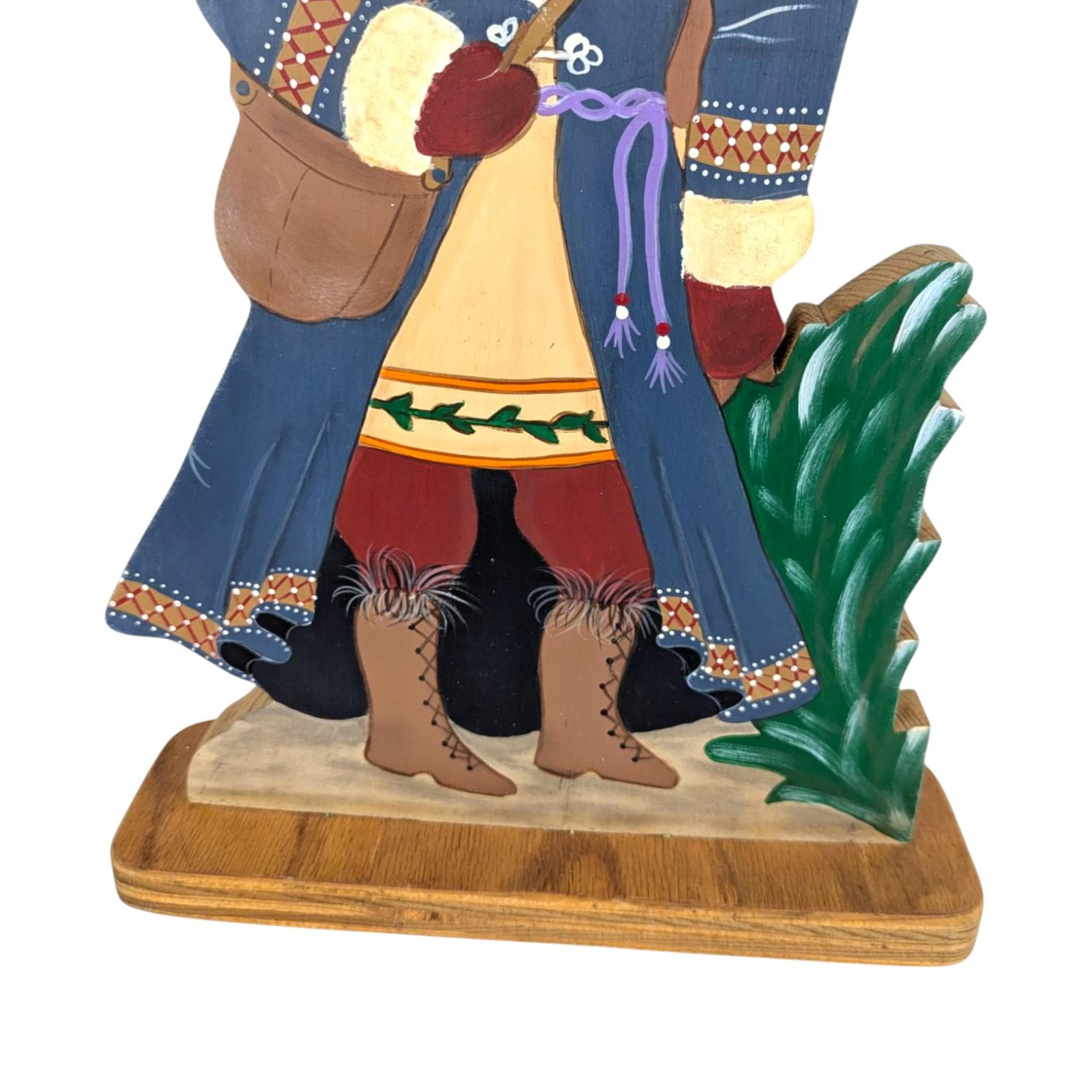 Vintage Hand-Painted Wooden Folk Art Santa Figure