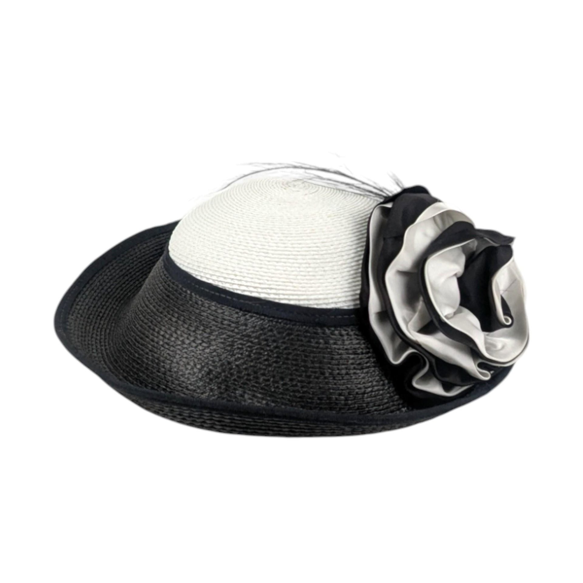 Vintage 'Jody G for Sylvia' Black and White Straw Ladies Hat
