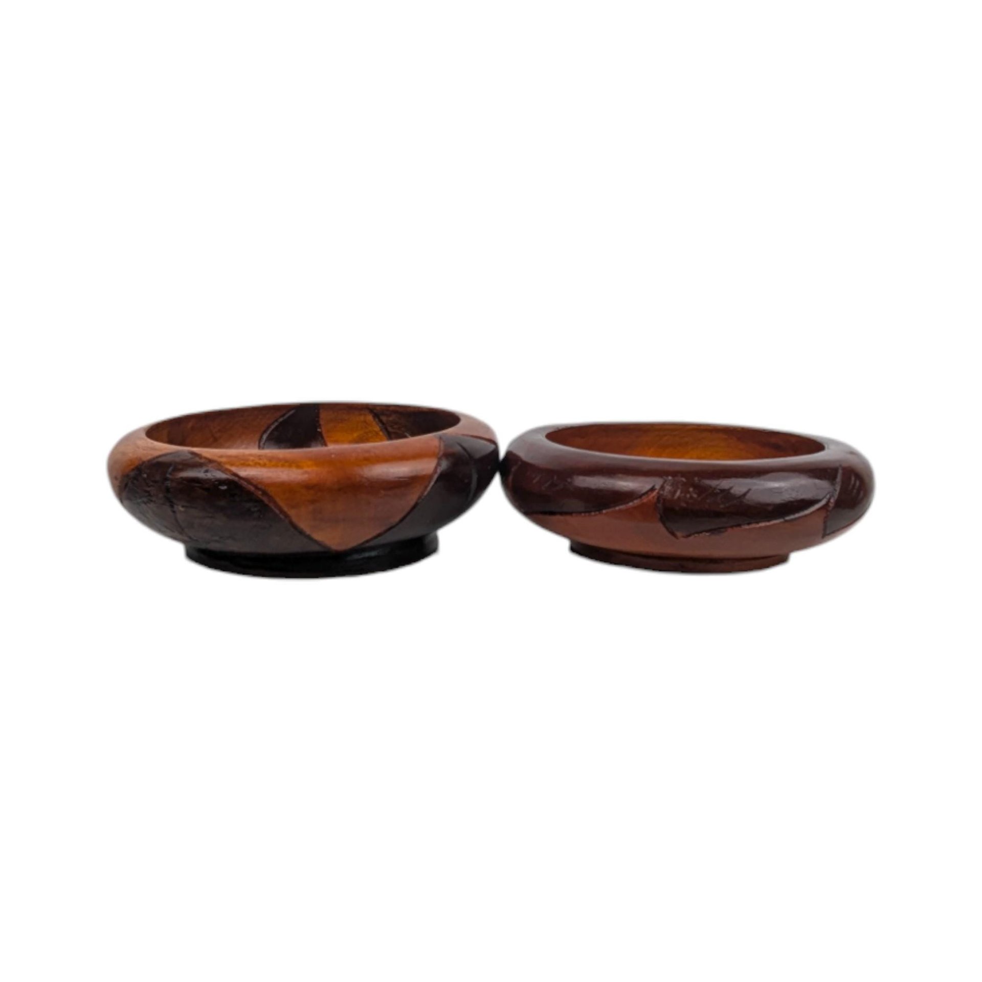 Pair of Vintage Wood Carved Bowls