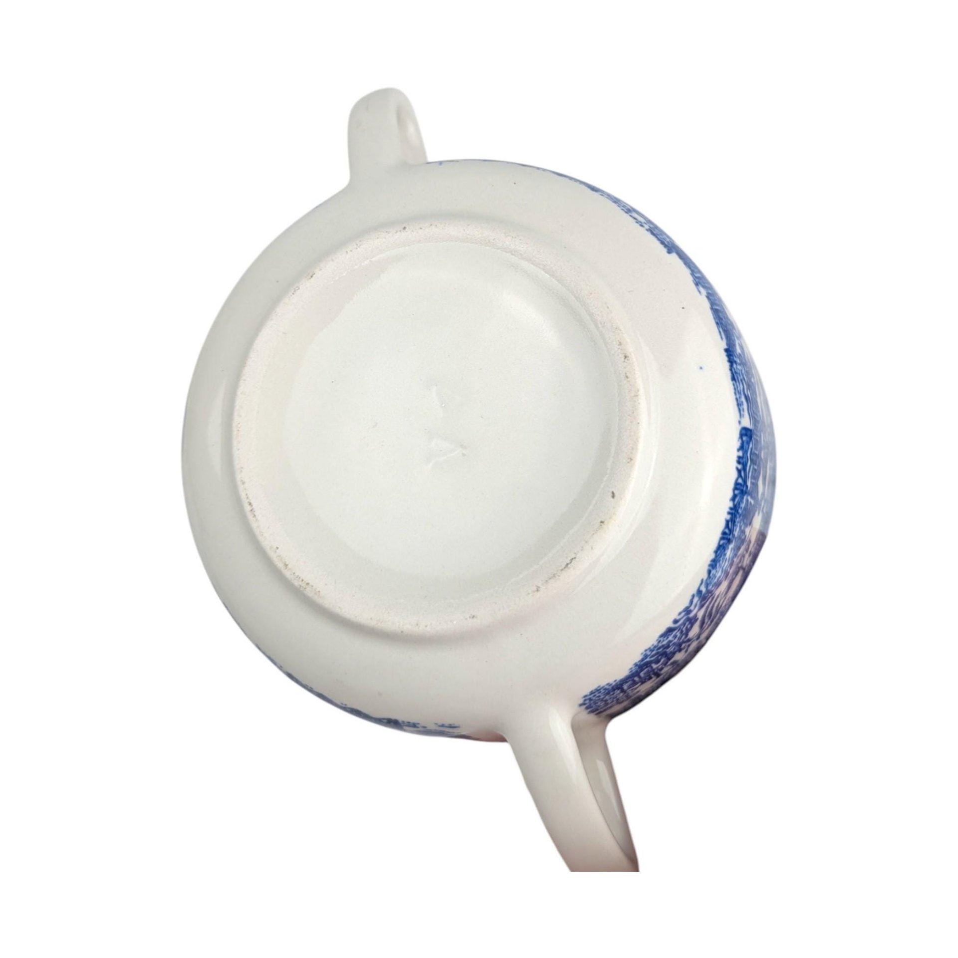 Vintage Royal Blue Willow Ceramic Cream and Sugar Set