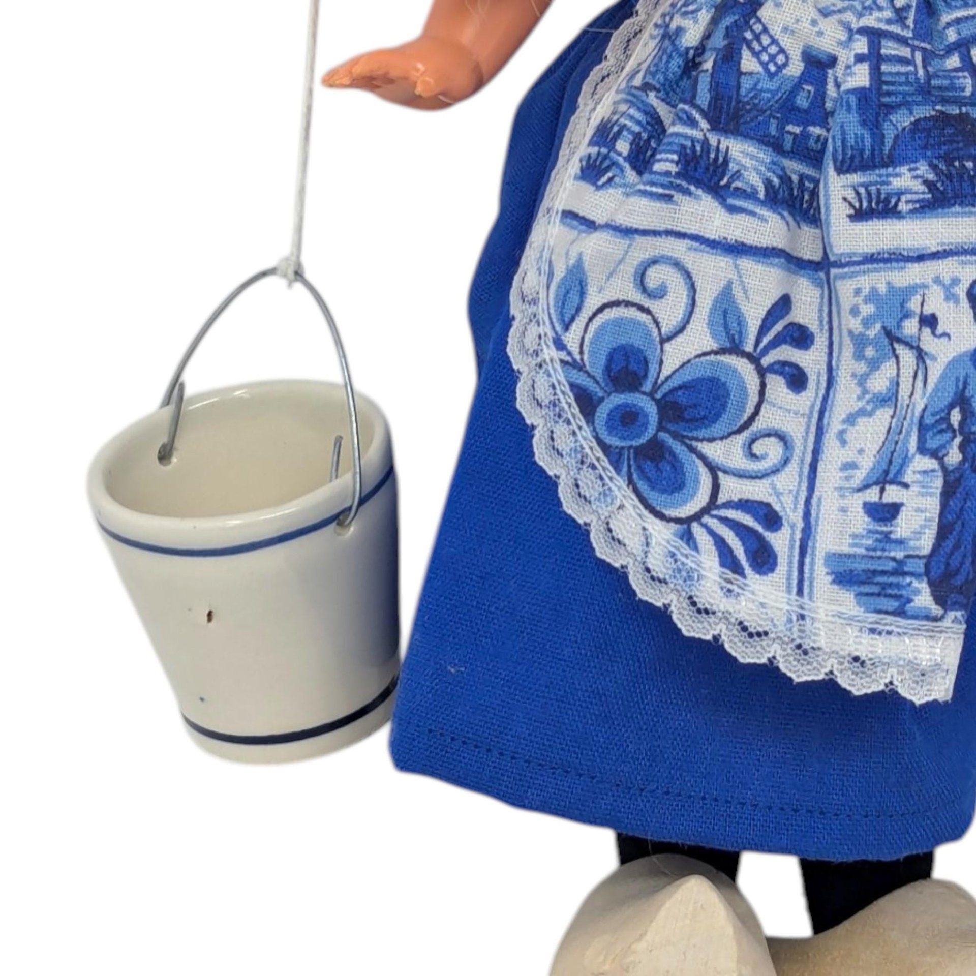 Vintage Dutch Milkmaid Doll with Ceramic Pails