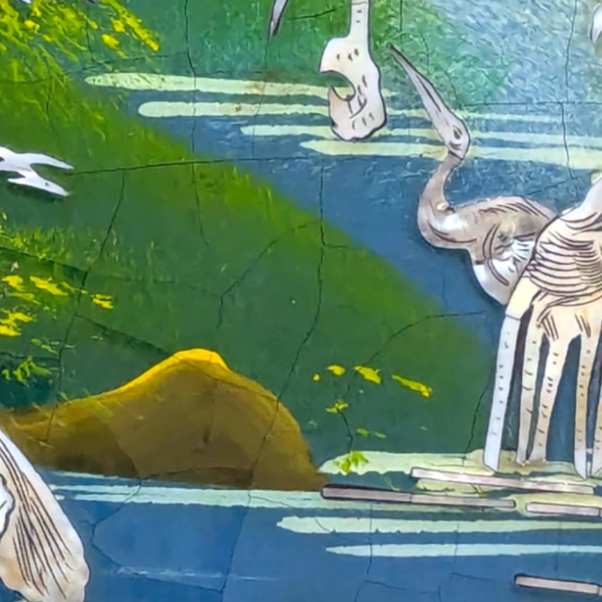 Vintage Asian Mother of Pearl Inlay Crane Panel